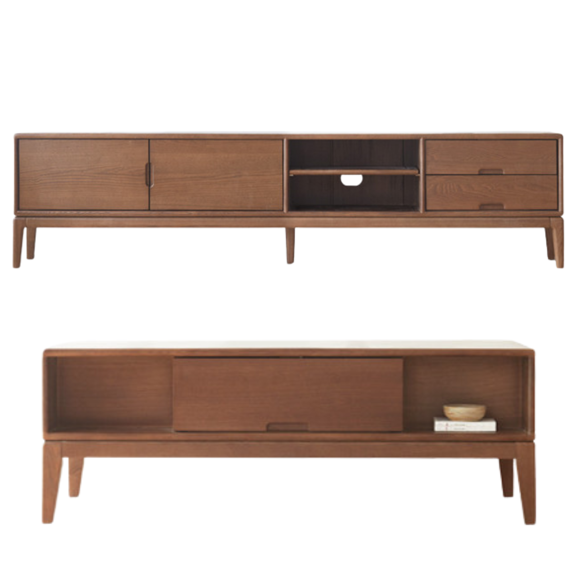 Ash, black walnut solid wood modern simple TV cabinet,