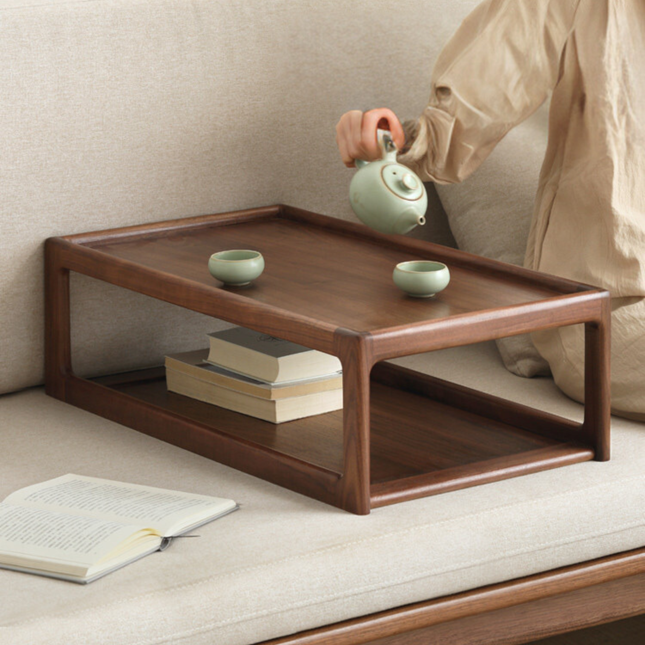 Black walnut, Ash solid wood Japanese tatami tea table-