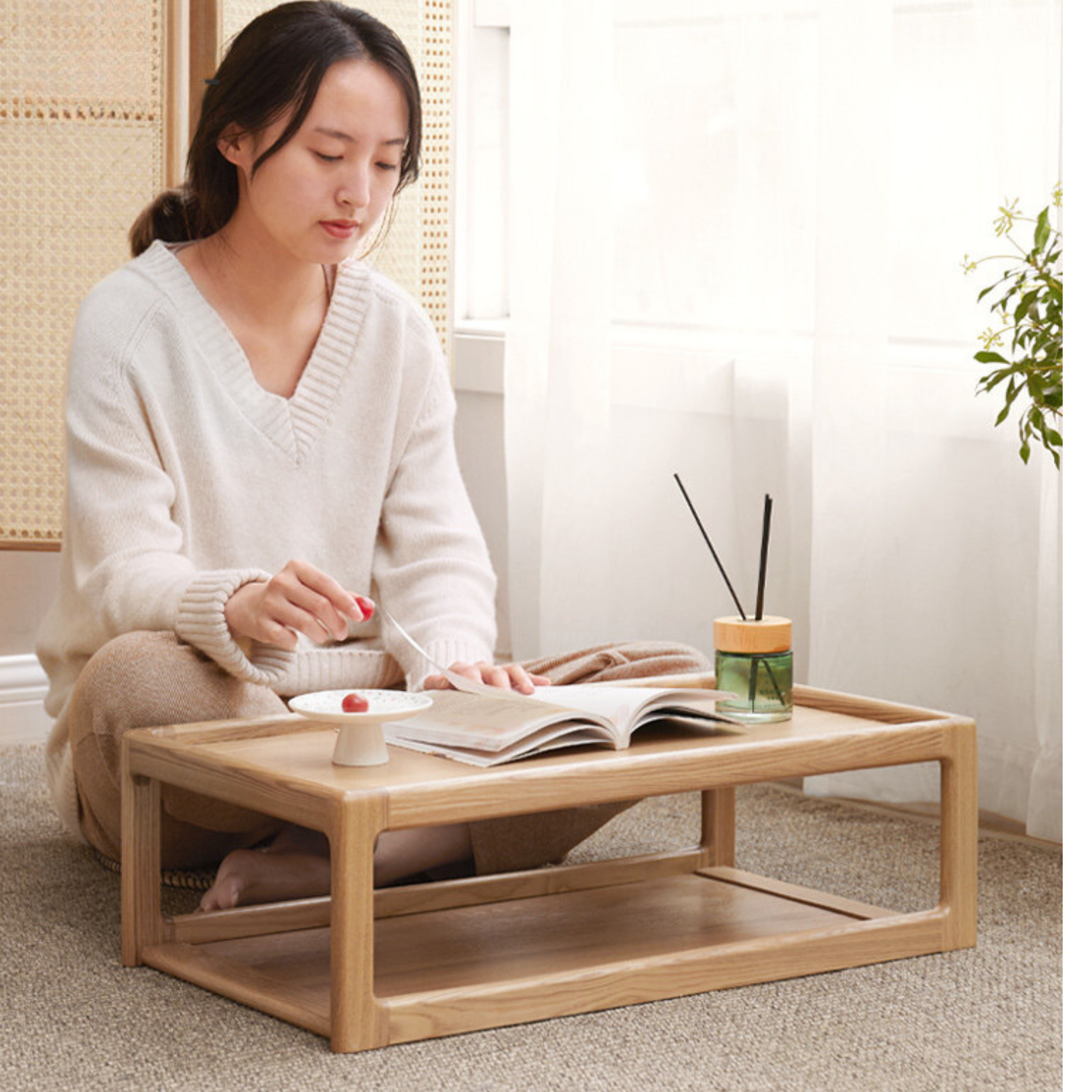 Ash, Oak Solid Wood Bay Window Table