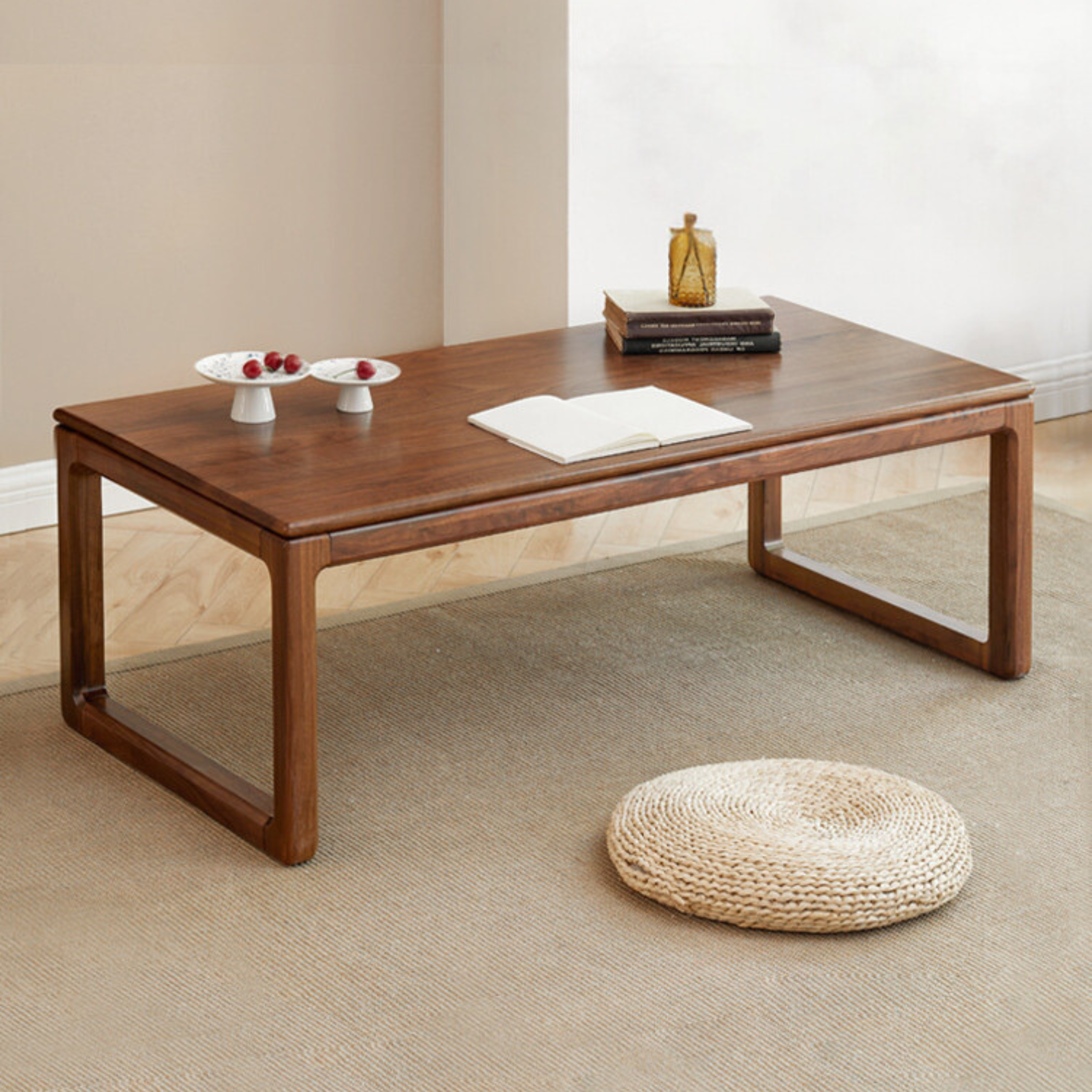 Black Walnut, Oak Solid Wood Tea Table