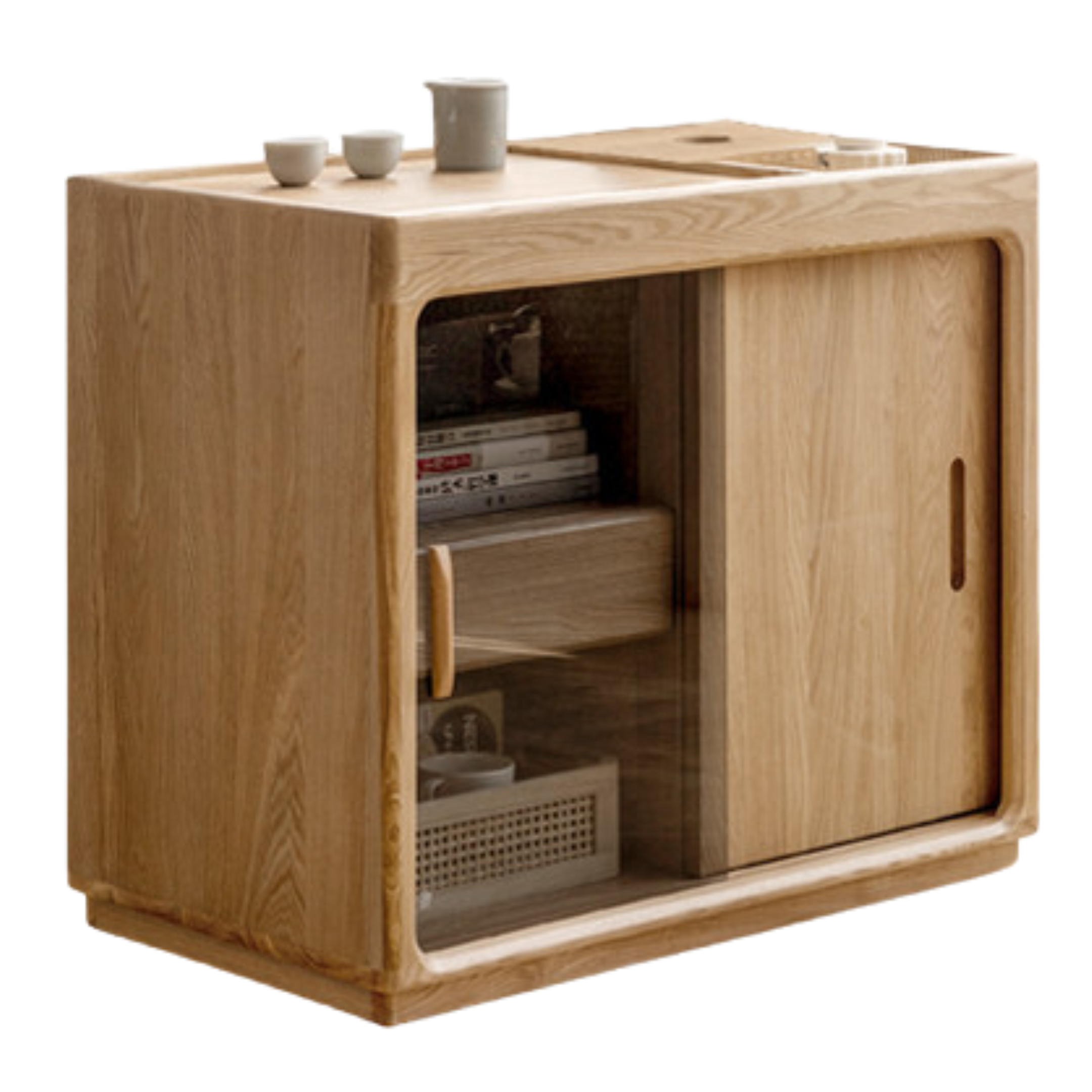 Ash, Oak solid wood small tea cabinet,