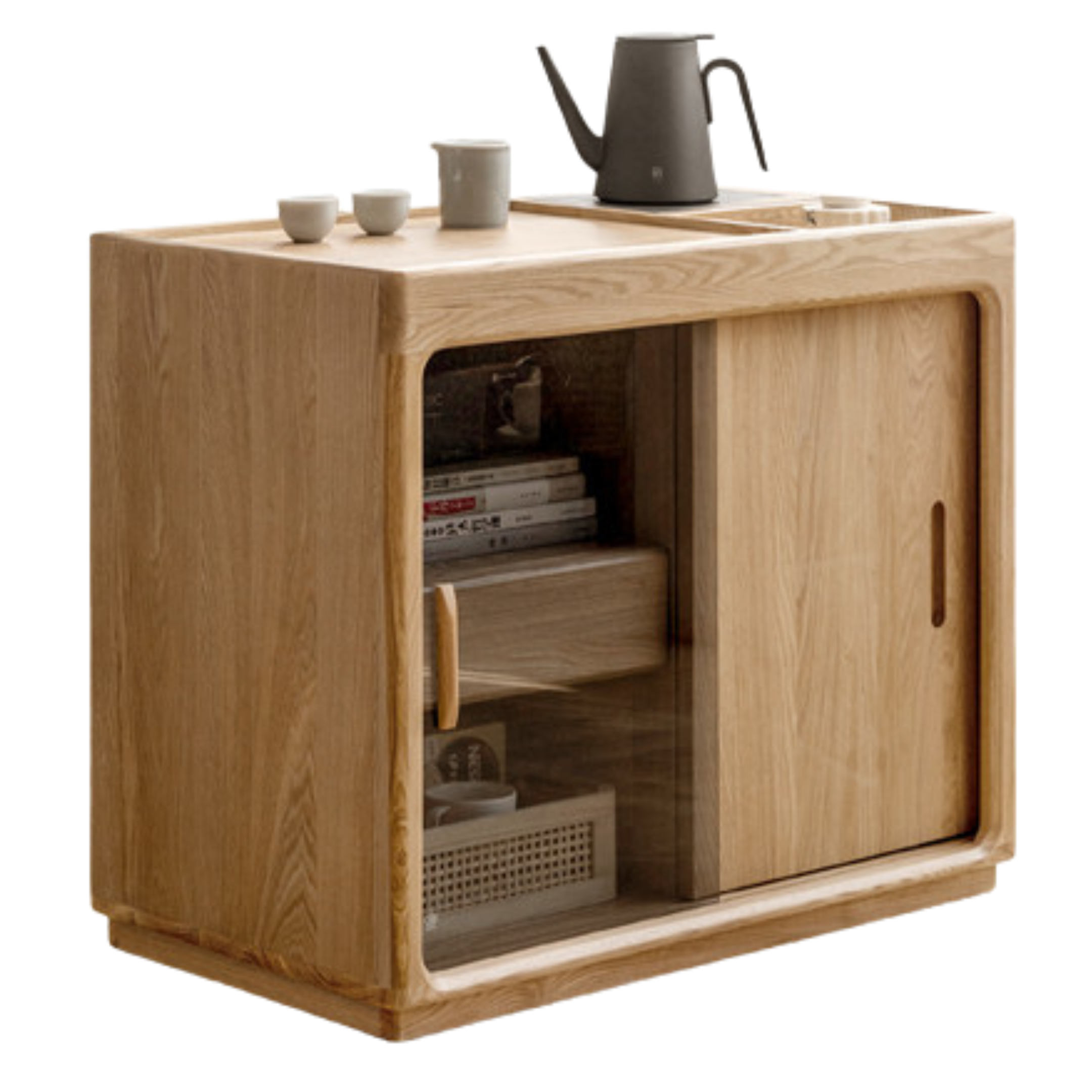 Ash, Oak solid wood small tea cabinet,