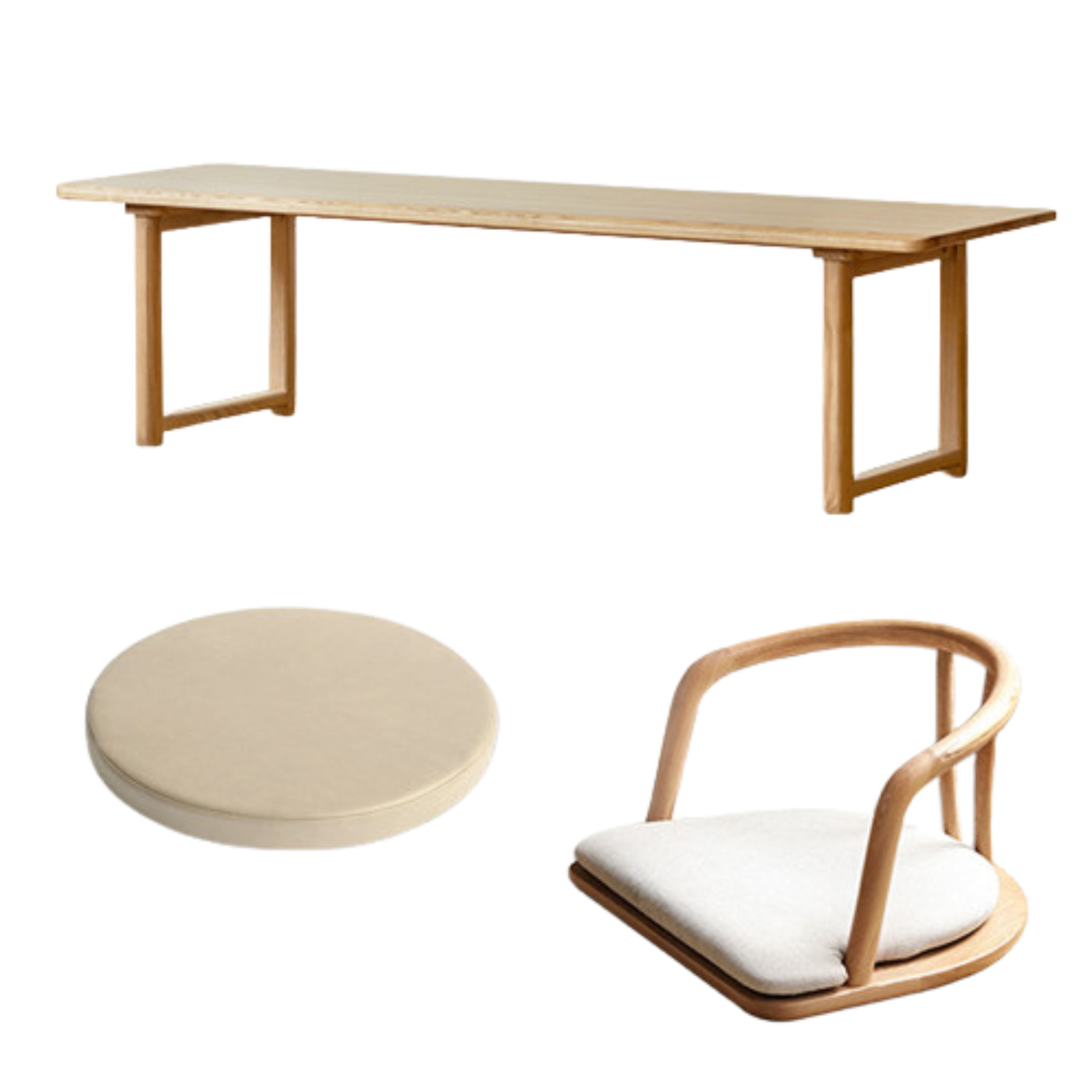 Ash solid wood tatami short tea table,