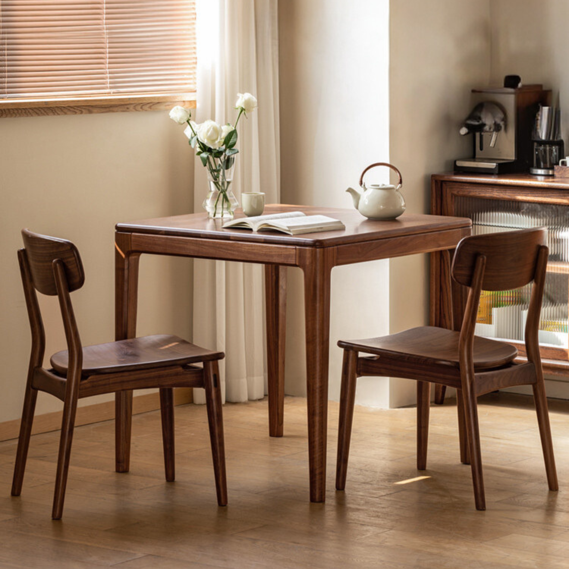 Black walnut, Oak solid wood square  rock board dining table-