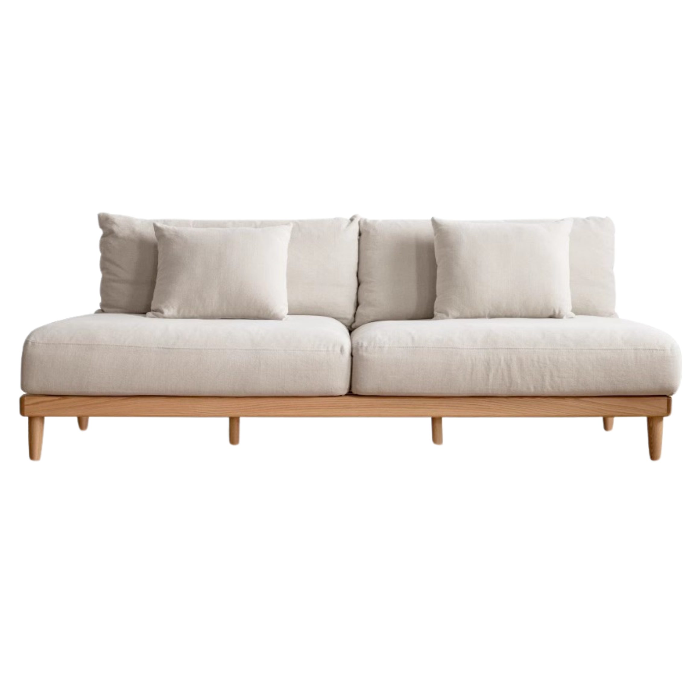 Oak Solid Wood Sofa Cotton Linen Fabric