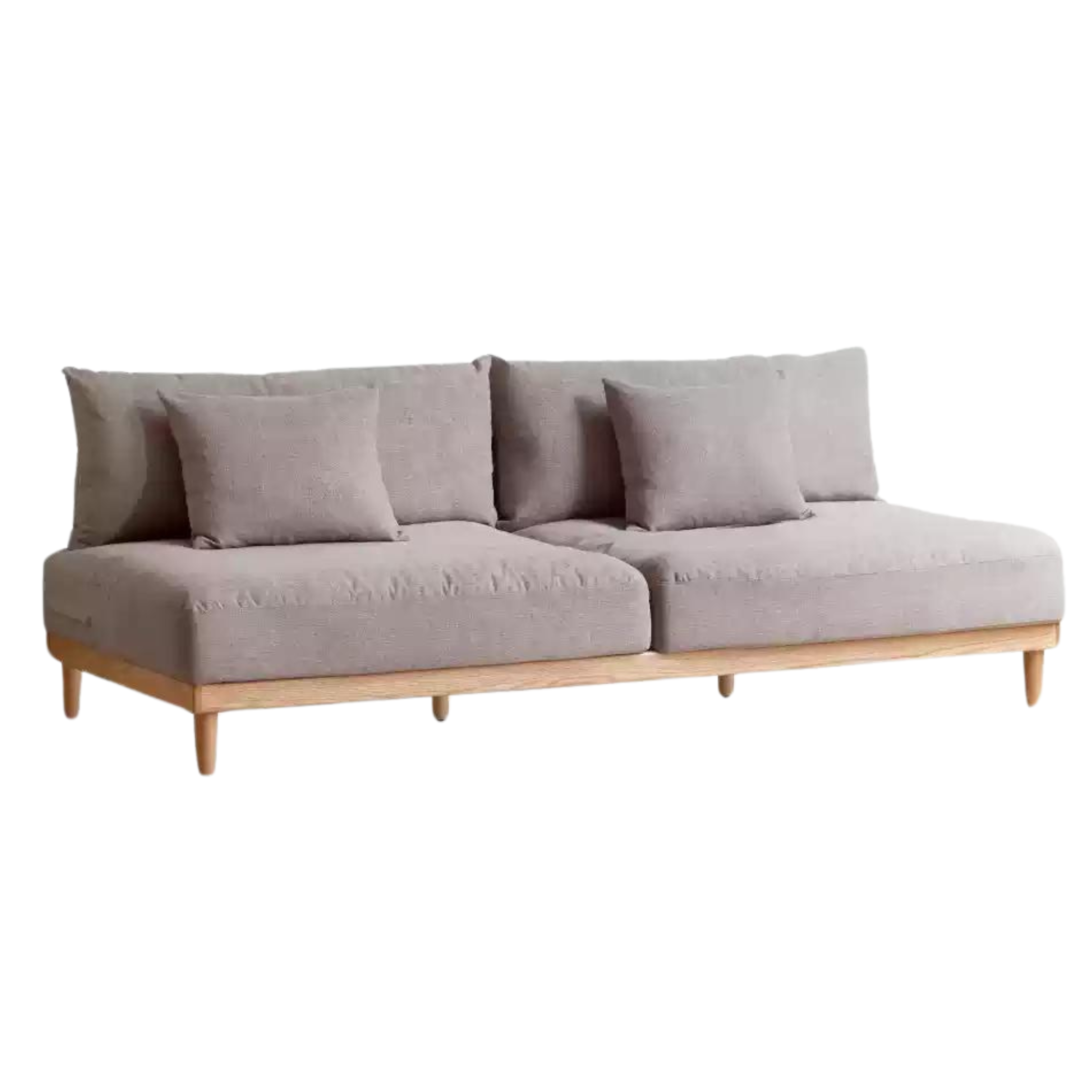 Oak Solid Wood Sofa Cotton Linen Fabric