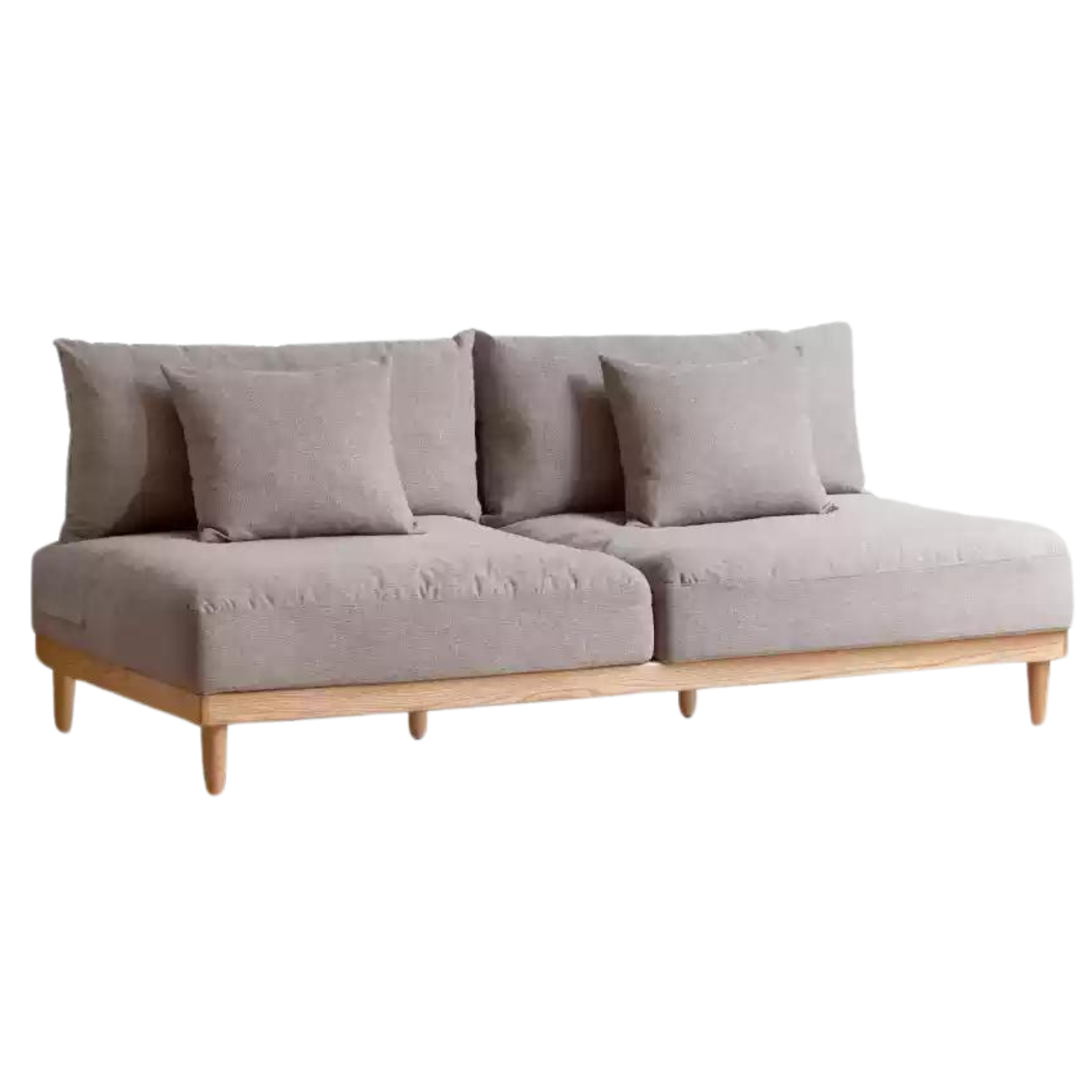 Oak Solid Wood Sofa Cotton Linen Fabric