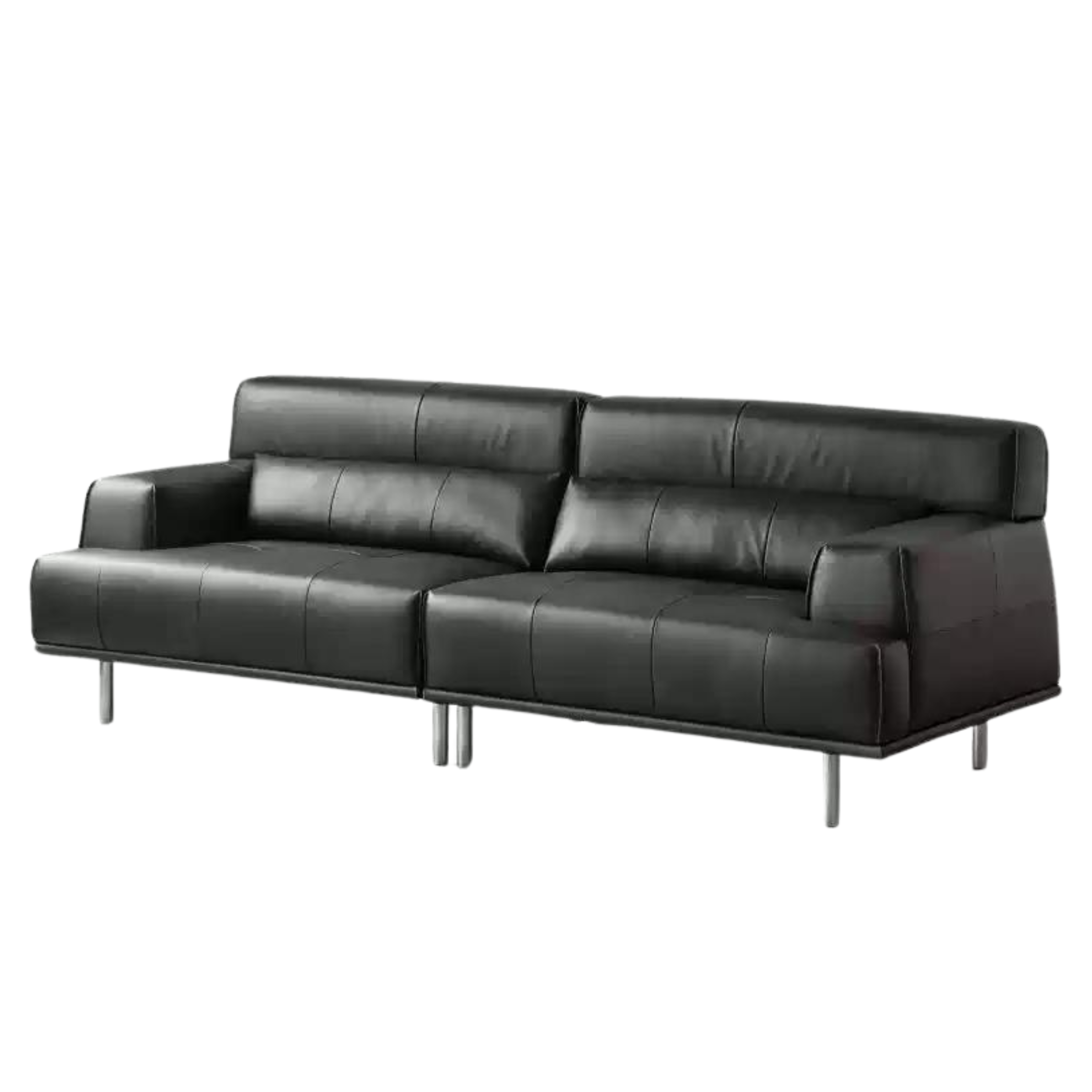 Leather sofa Italian minimalist black :