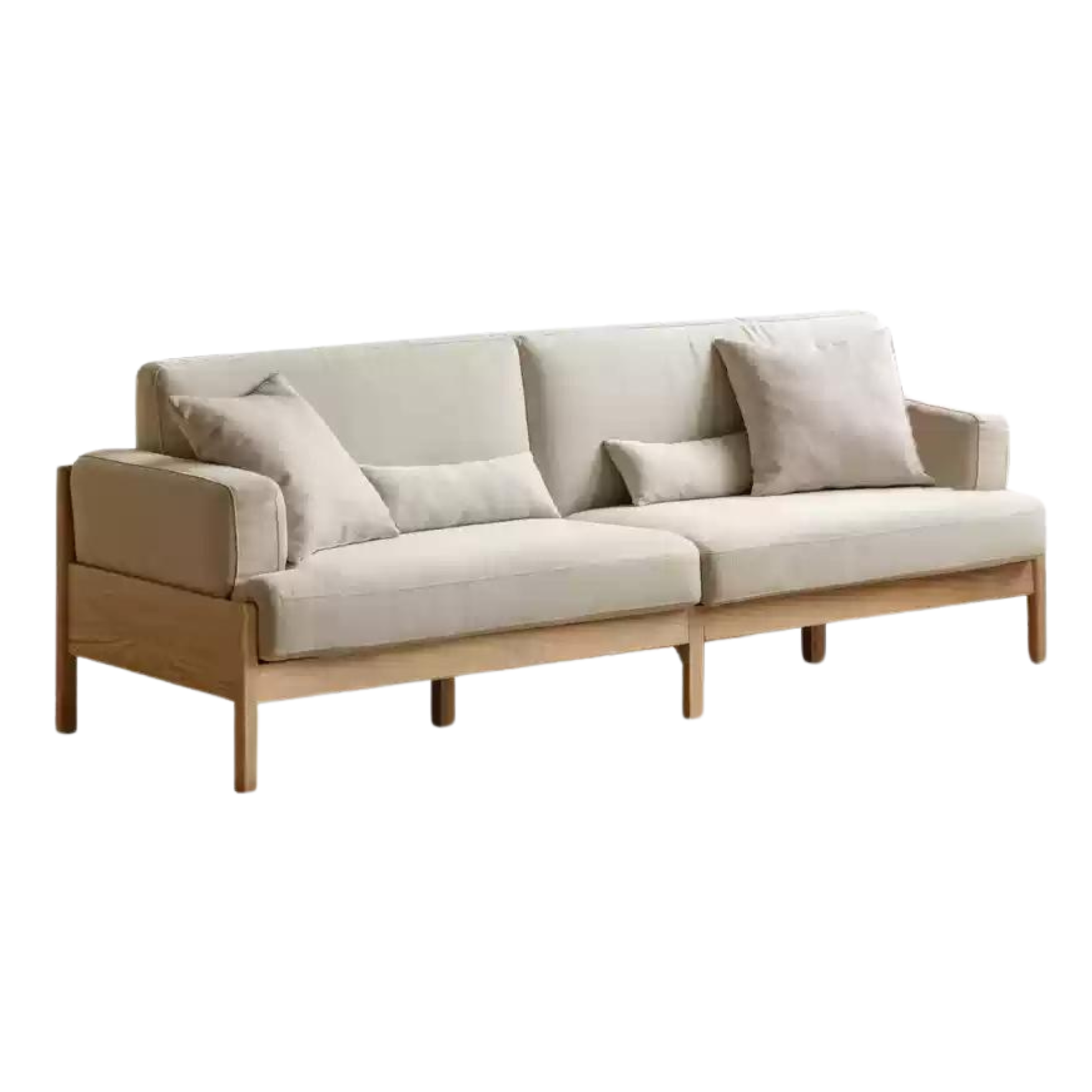 Oak solid wood Cream color sofa: