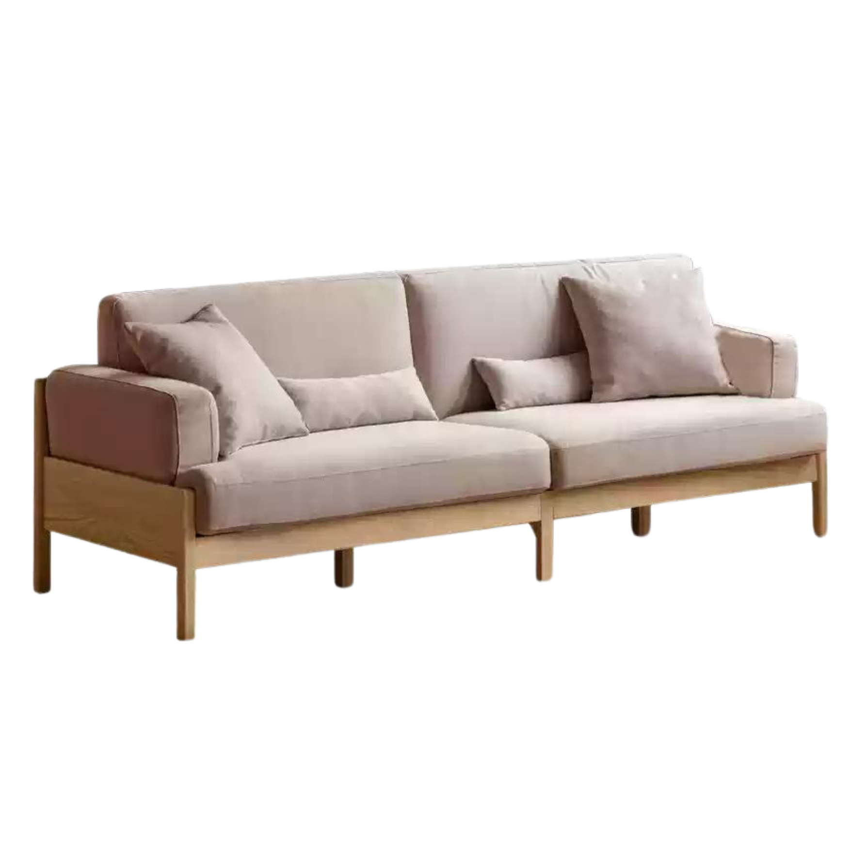 Oak solid wood Cream color sofa: