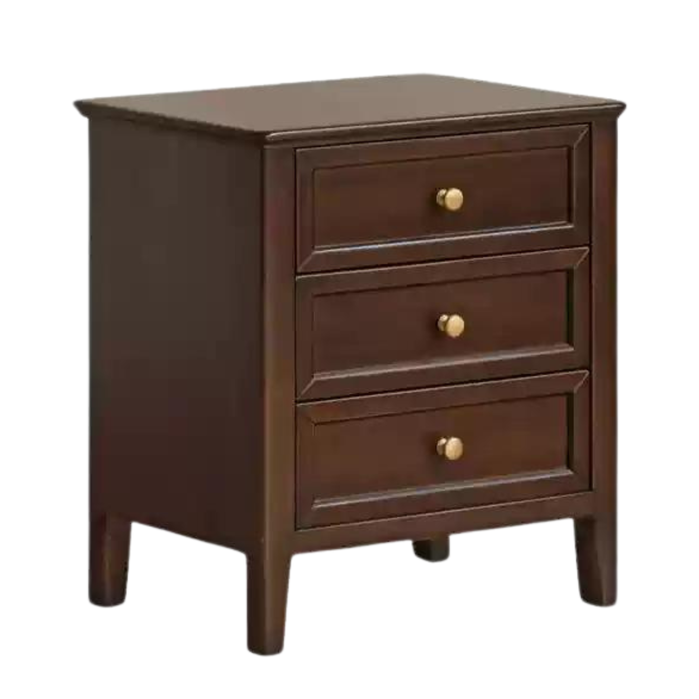 Poplar Solid Wood Retro Three-drawer Bedside Table ,