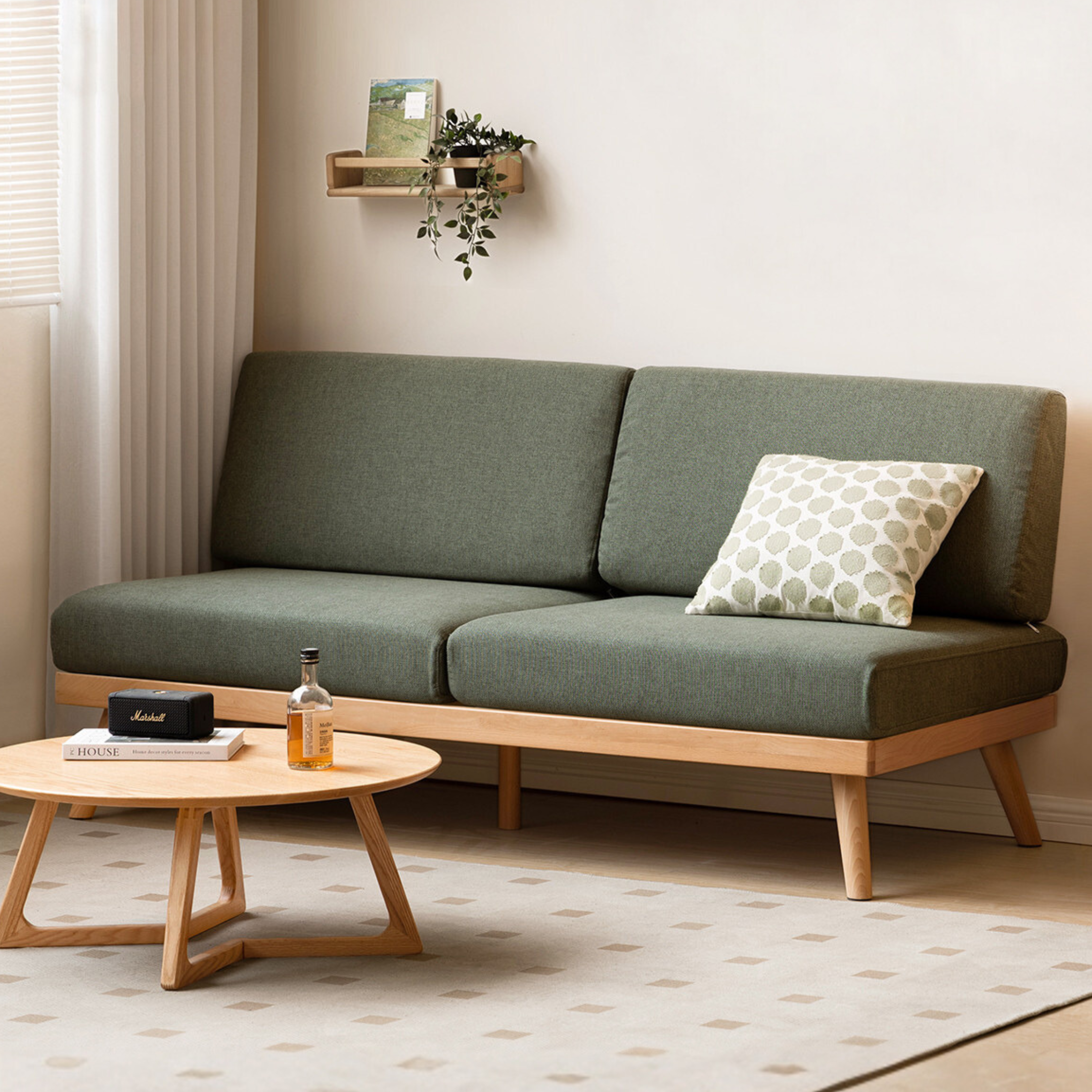 Beech Solid Wood Soft-covered Sofa