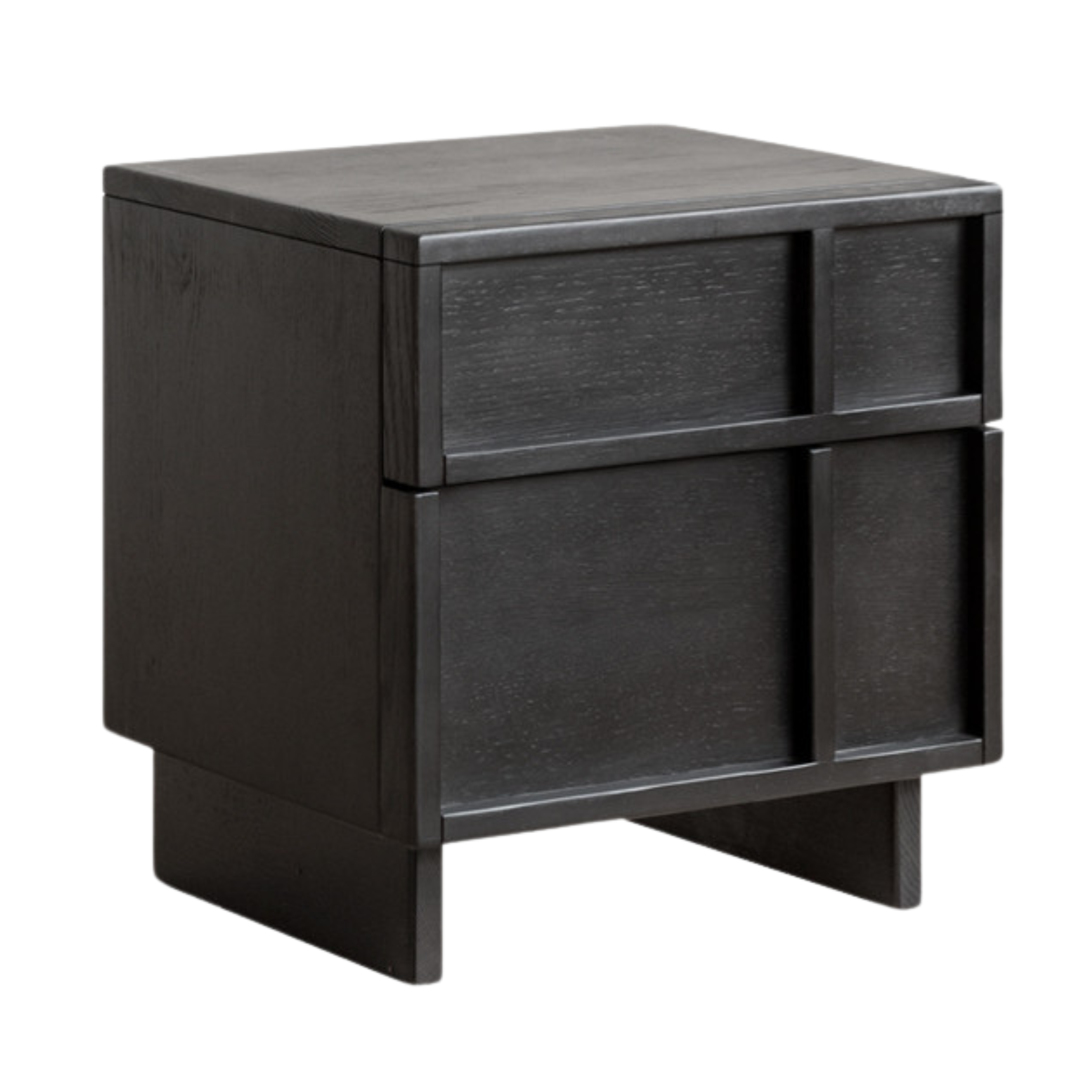 Oak Solid Wood Modern Black Storage Nightstand ,