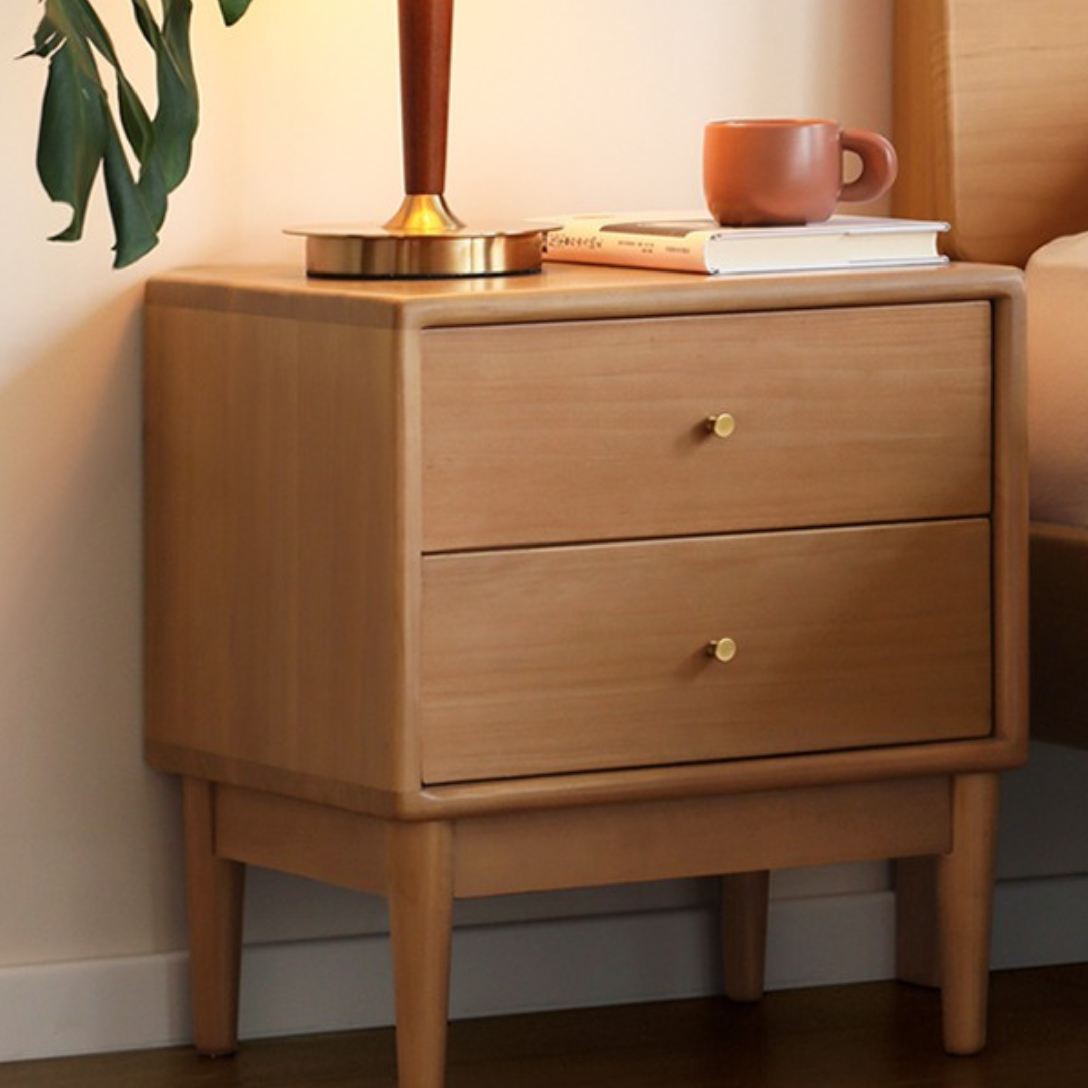 Poplar Solid Wood Bedside Table,