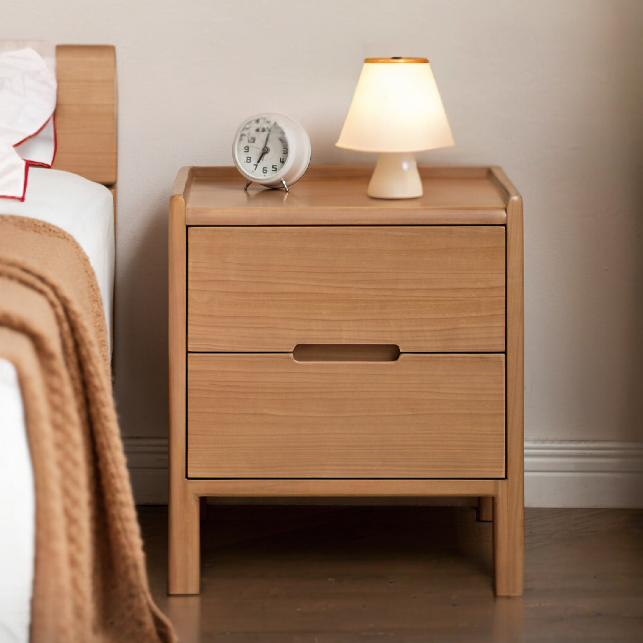 Poplar solid wood bedside table,