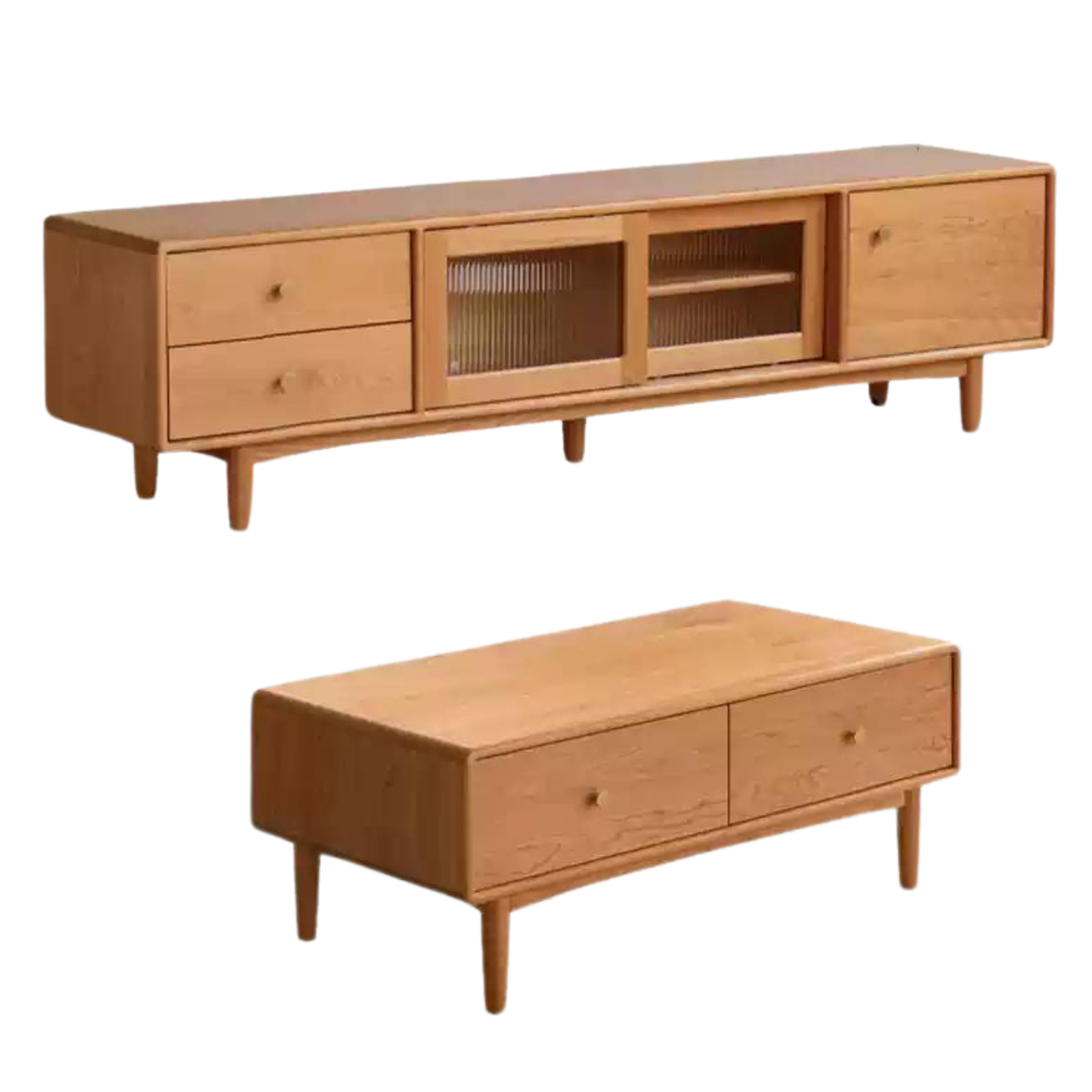 Cherry solid wood modern TV cabinet,