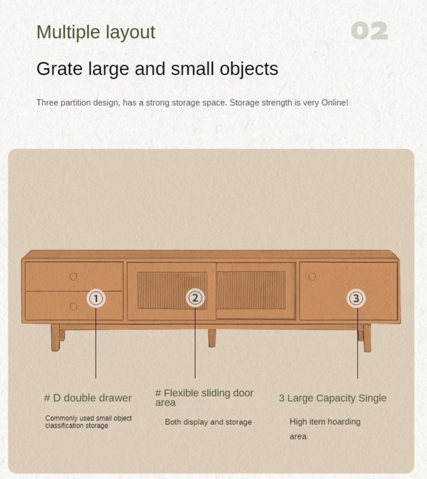 Cherry solid wood modern TV cabinet,