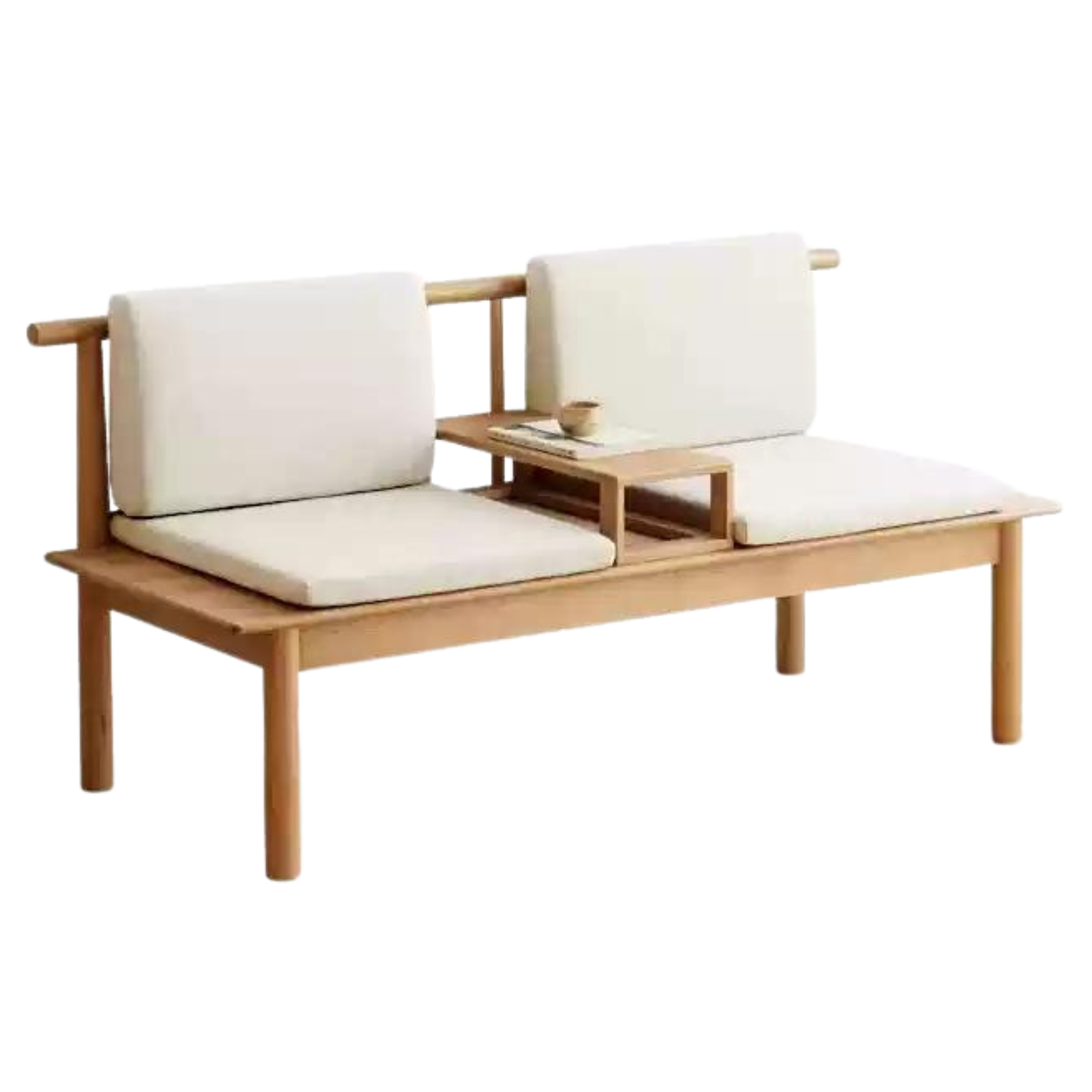 Oak Solid Wood Double Seat Sofa