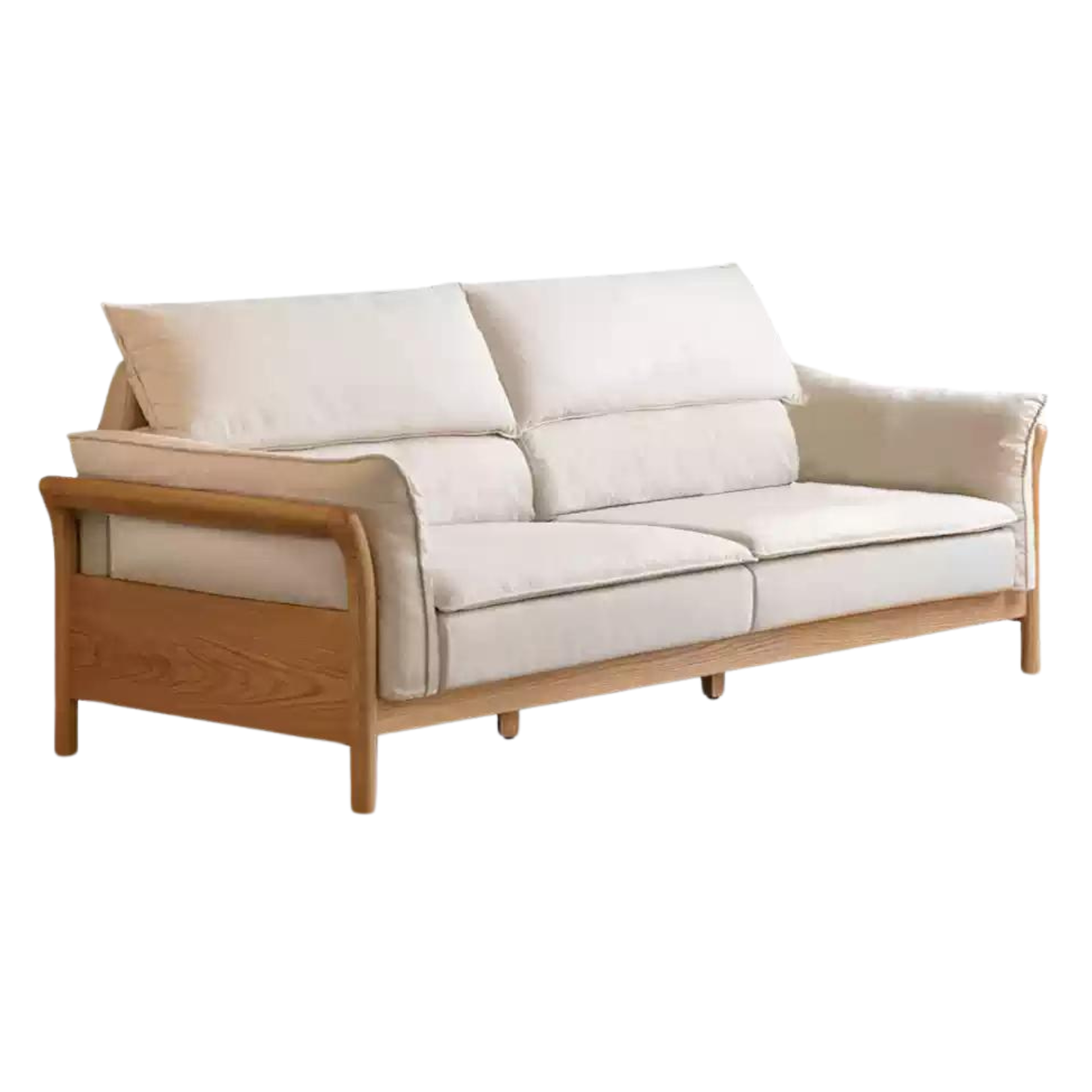 Oak Solid Wood White Goose Down Cotton Sofa<