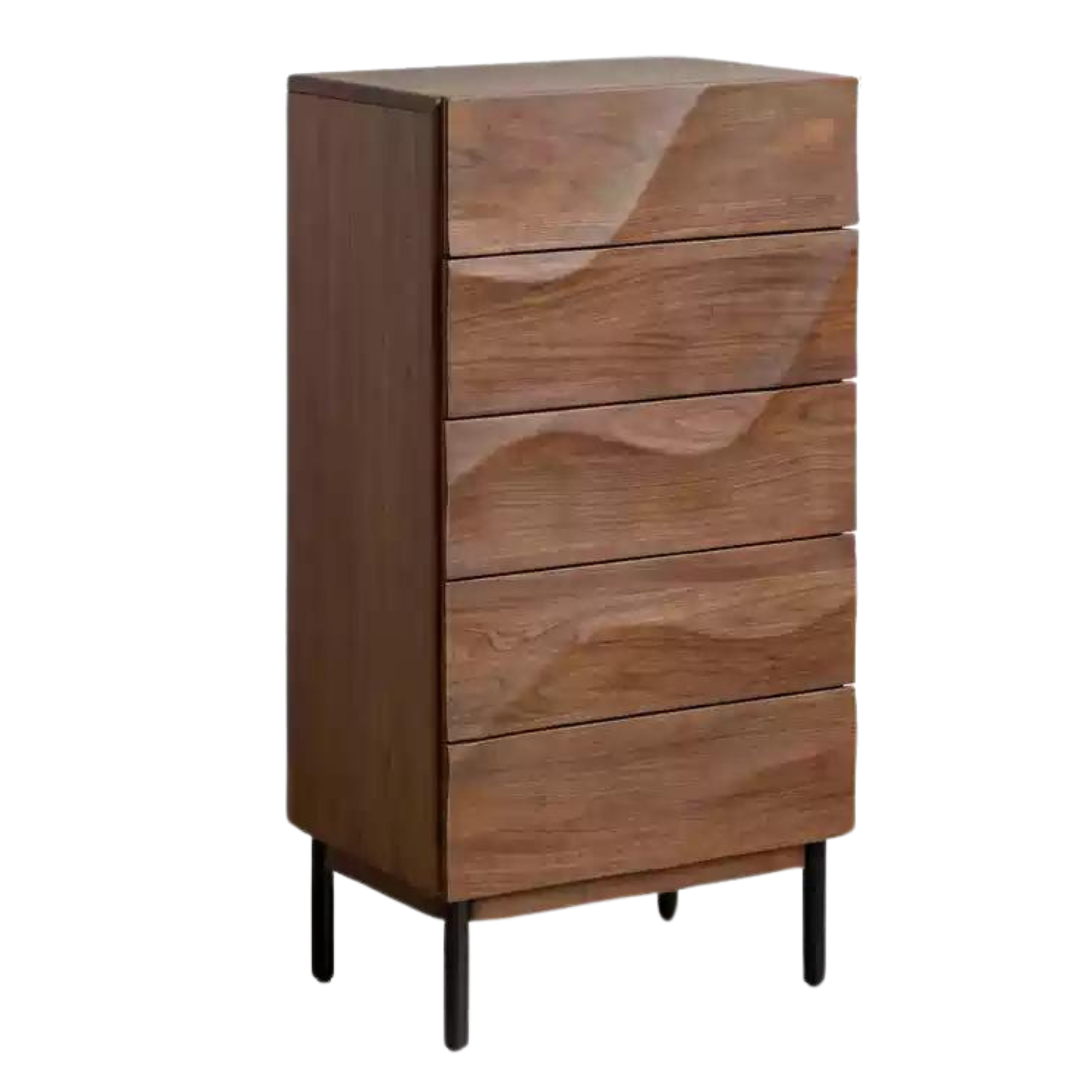 Black Walnut Solid Wood Wave Bedroom Side Cabinet