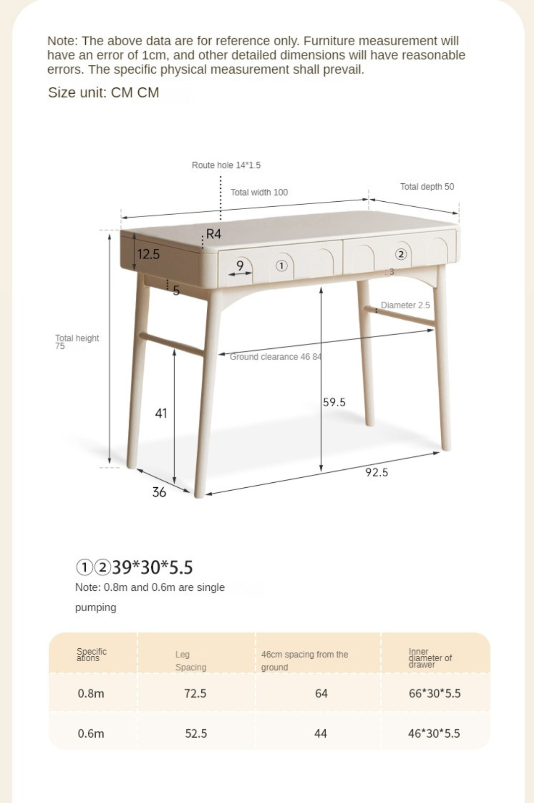 Poplar Solid Wood Modern Dressing Table,