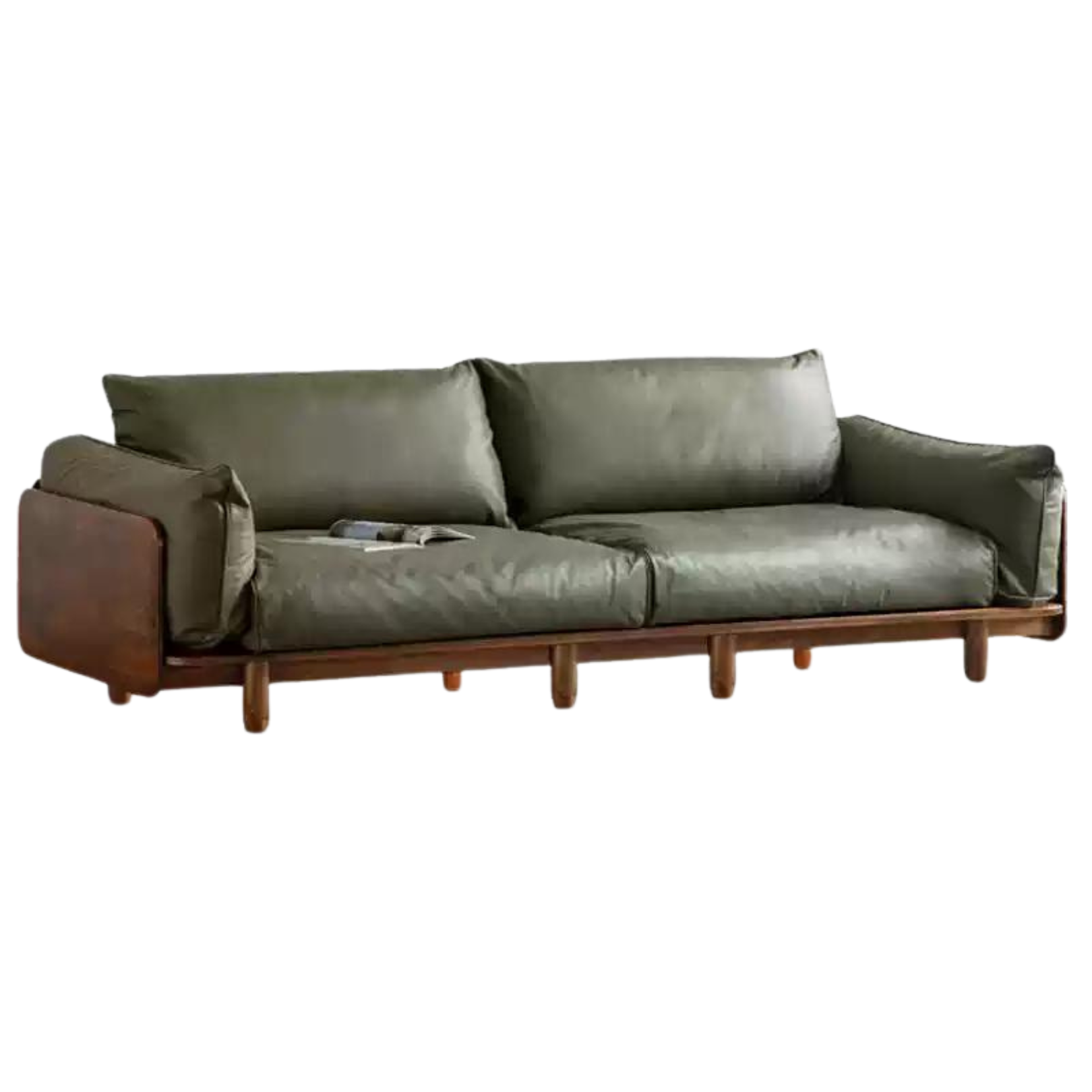 Oak solis wood sofa Genuine Leather, fabric: