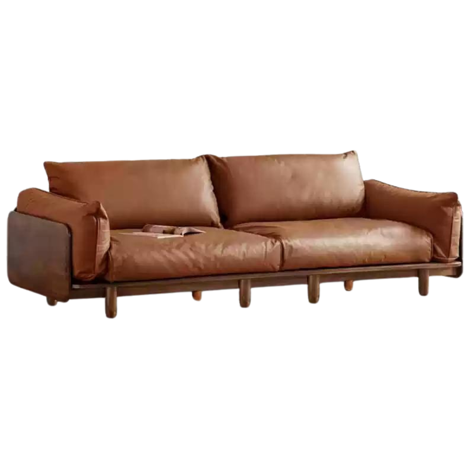 Oak solis wood sofa Genuine Leather, fabric: