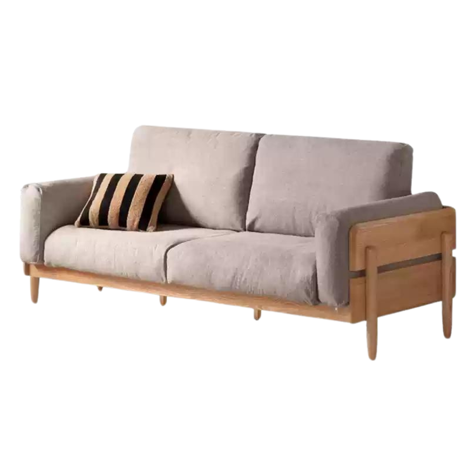 Oak solid wood sofa modern high back