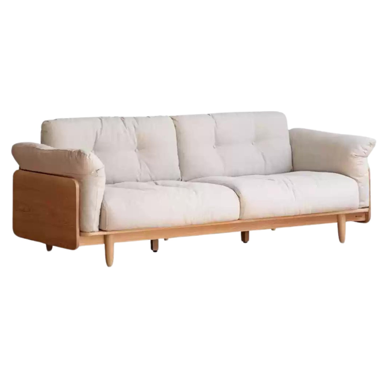 Cherry Wood Genuine Leather Down Straight Row Sofa