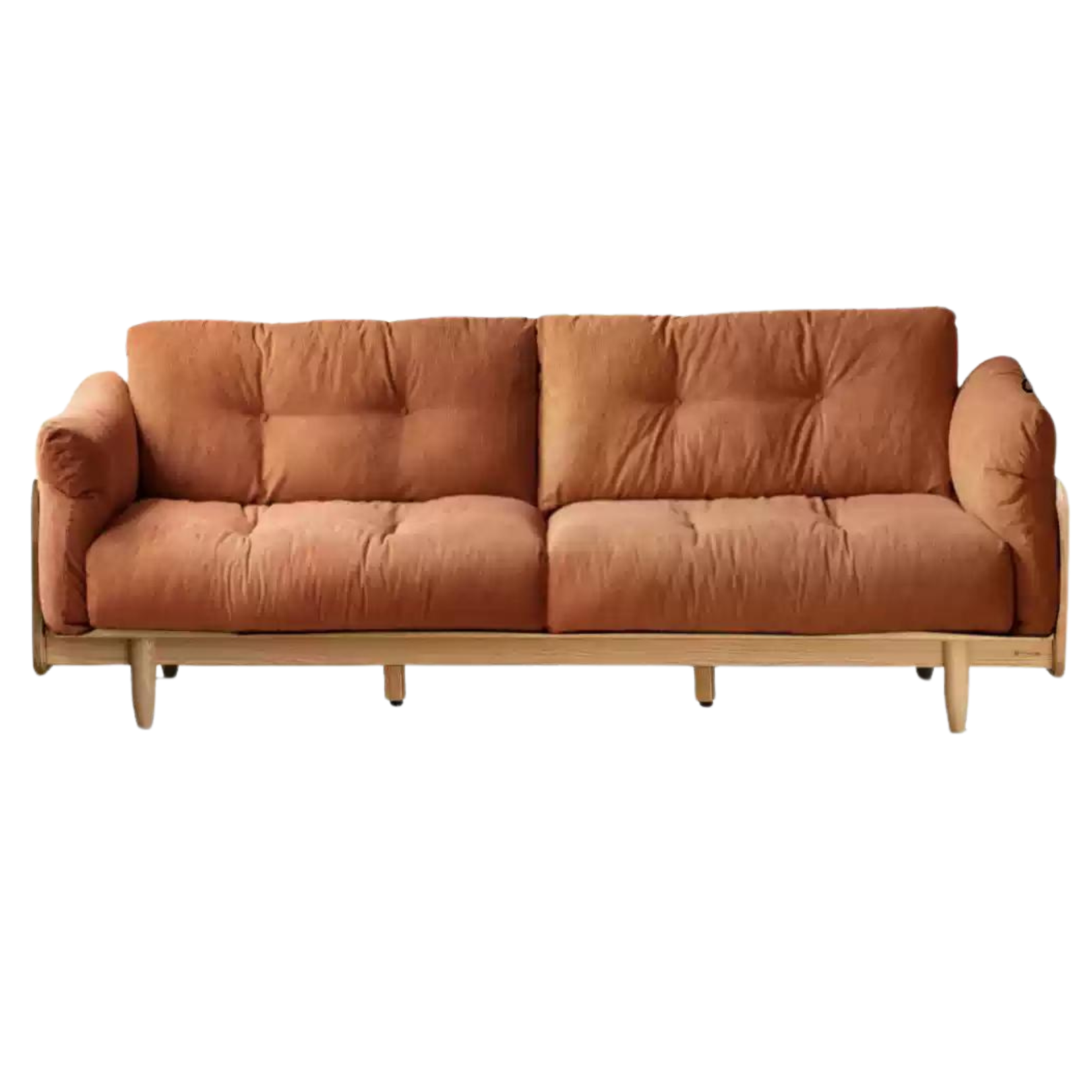 Cherry Wood Genuine Leather Down Straight Row Sofa