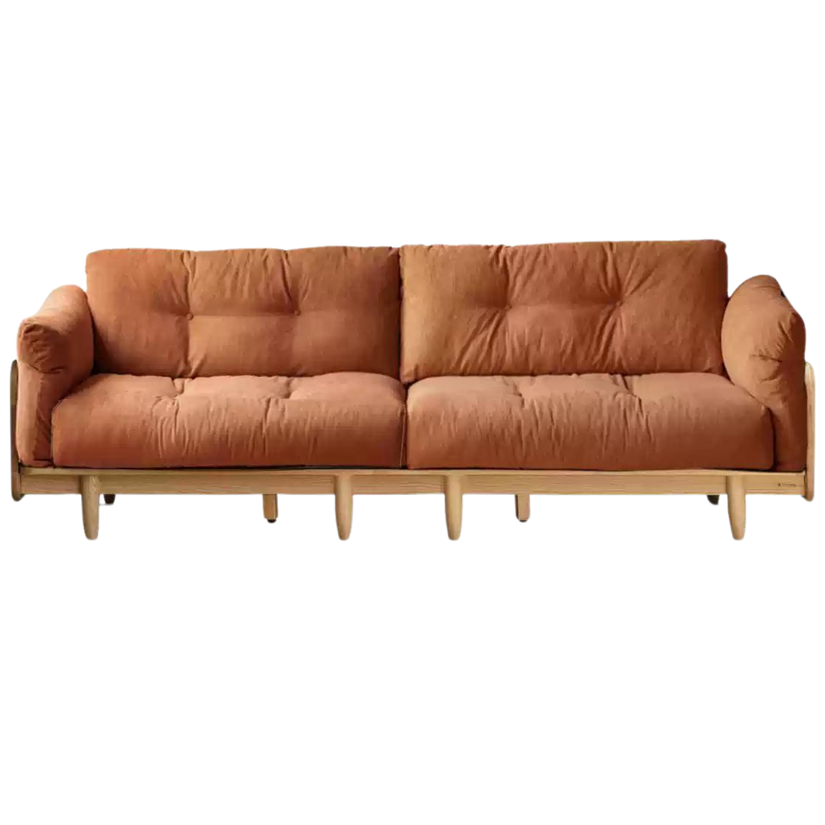 Cherry Wood Genuine Leather Down Straight Row Sofa