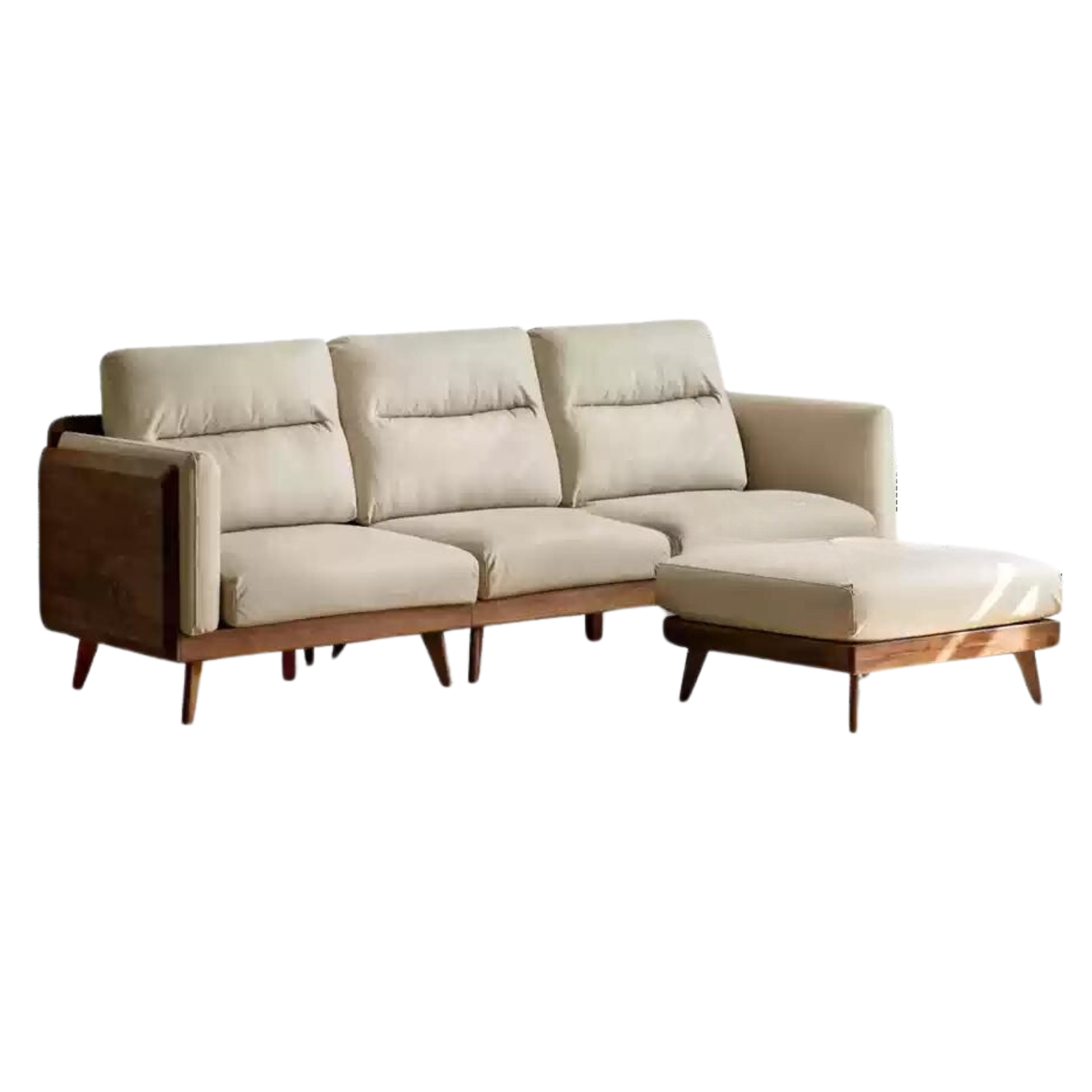 Black Walnut Solid Wood Sofa,Technology Cloth, fabric