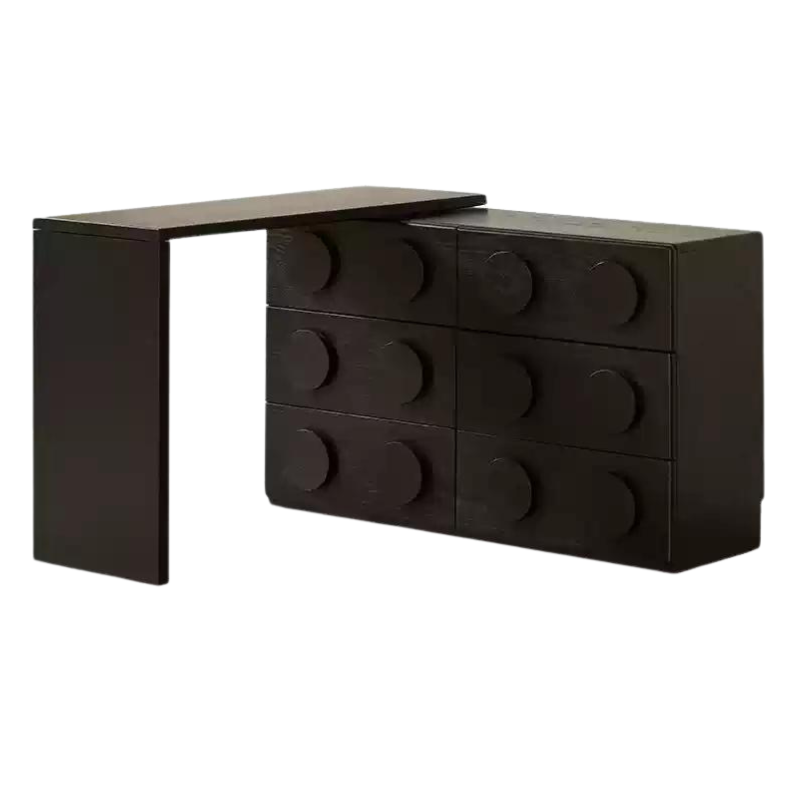 Oak solid wood chest of drawers retro black)