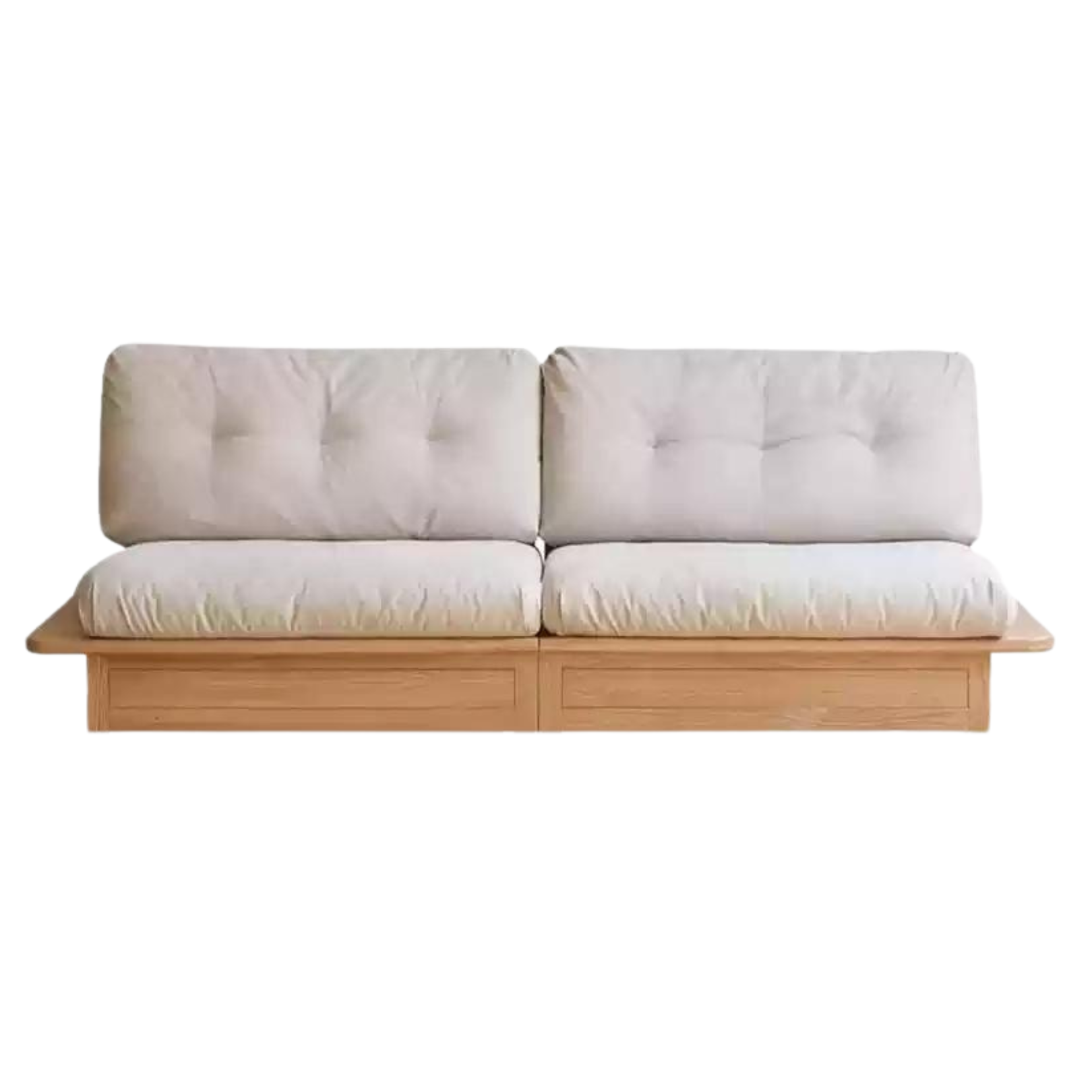 Oak Solid Wood Fabric Storage Sofa