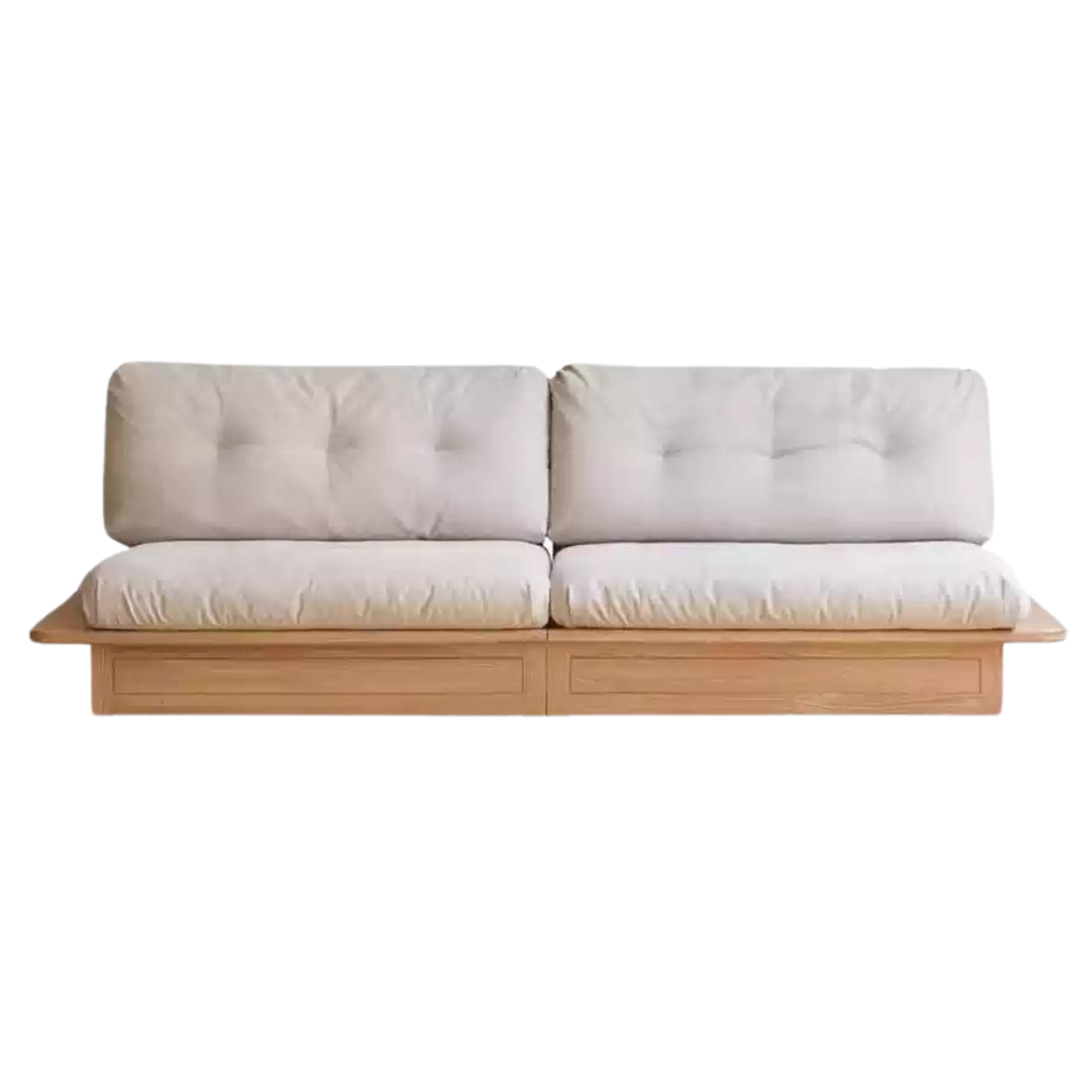 Oak Solid Wood Fabric Storage Sofa