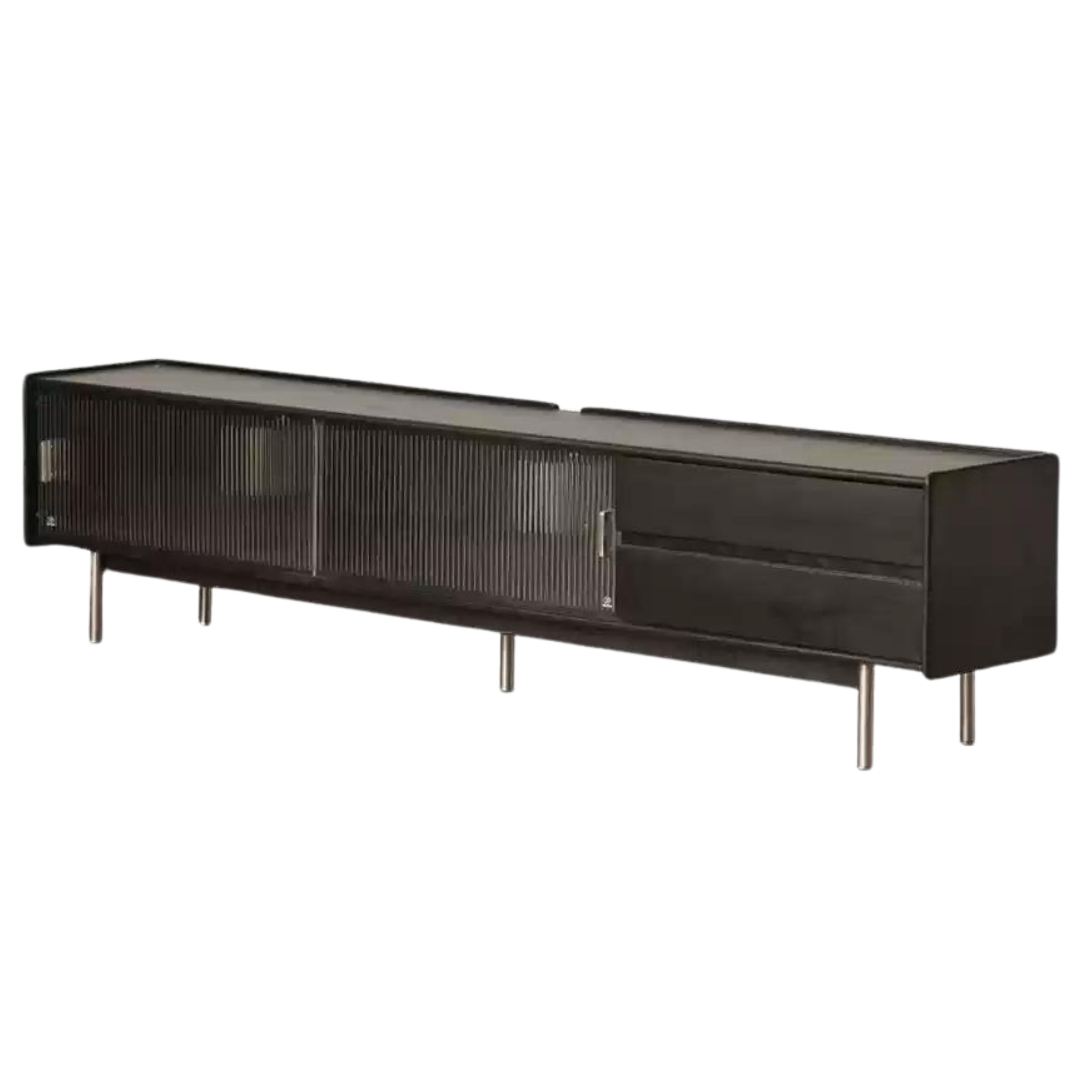 Oak solid wood modern black floor TV cabinet,