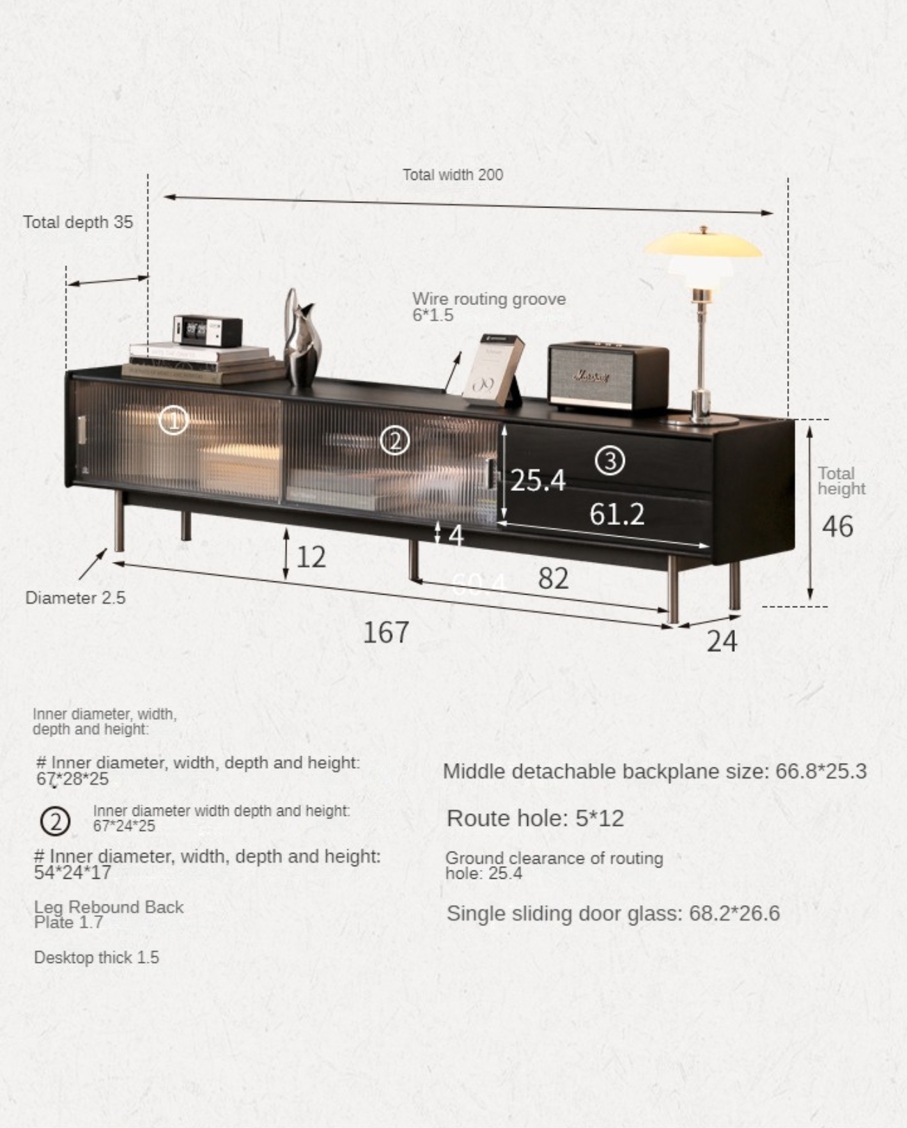 Oak solid wood modern black floor TV cabinet,