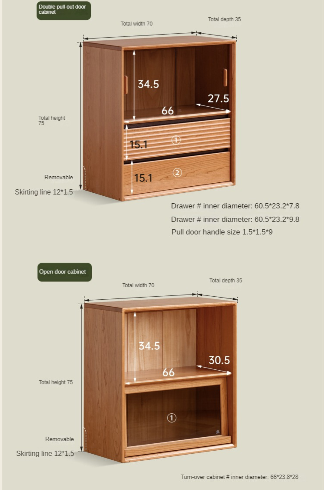 Cherry solid wood module combination bookcase,