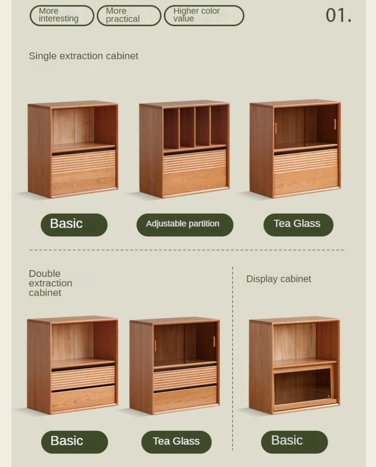 Cherry solid wood module combination bookcase,