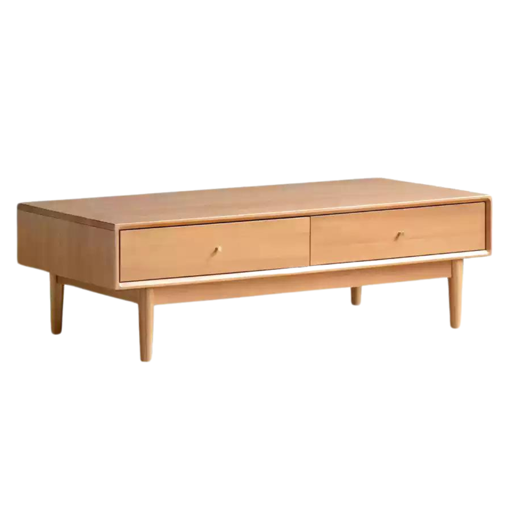 Poplar Solid Wood Modern Rectangular Tea Table with Drawer,