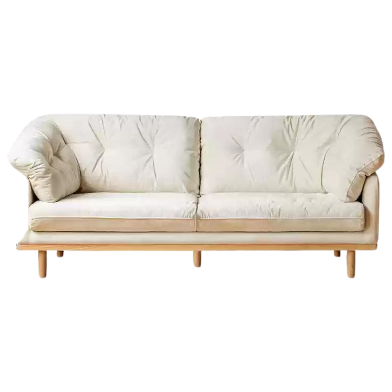 Ash Solid Wood Fabric white cream style velvet sofa