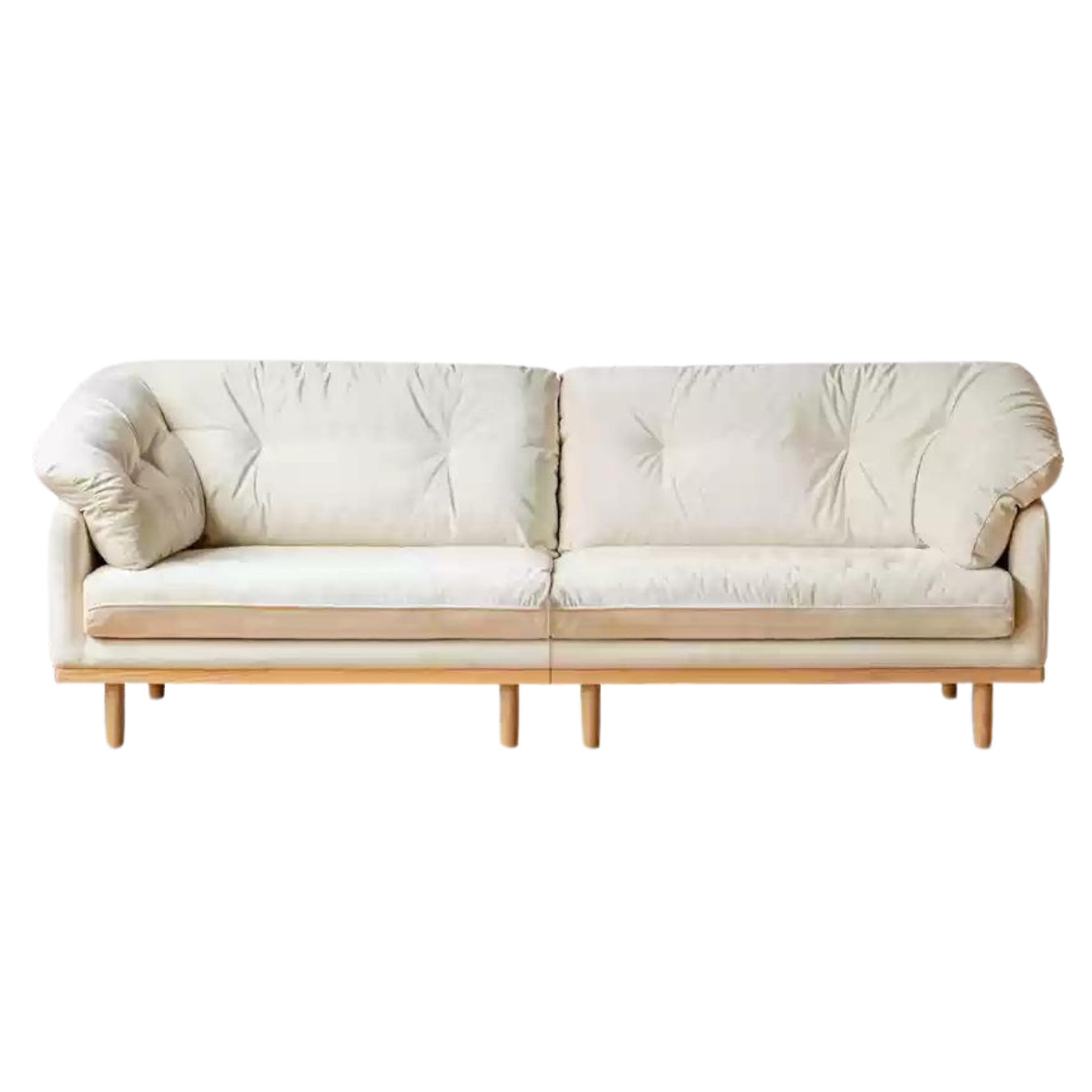 Ash Solid Wood Fabric white cream style velvet sofa