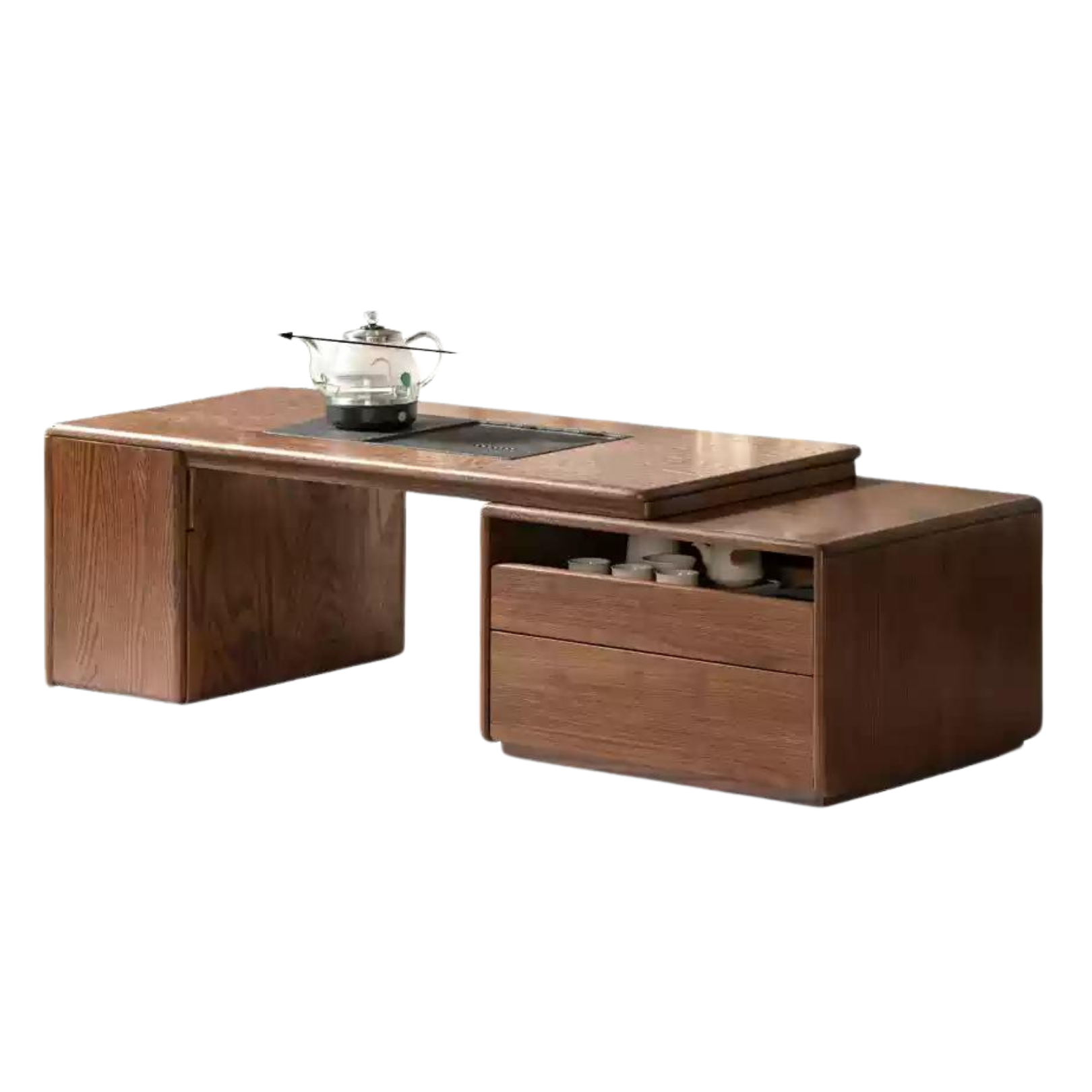 Black walnut solid wood telescopic tea table ,