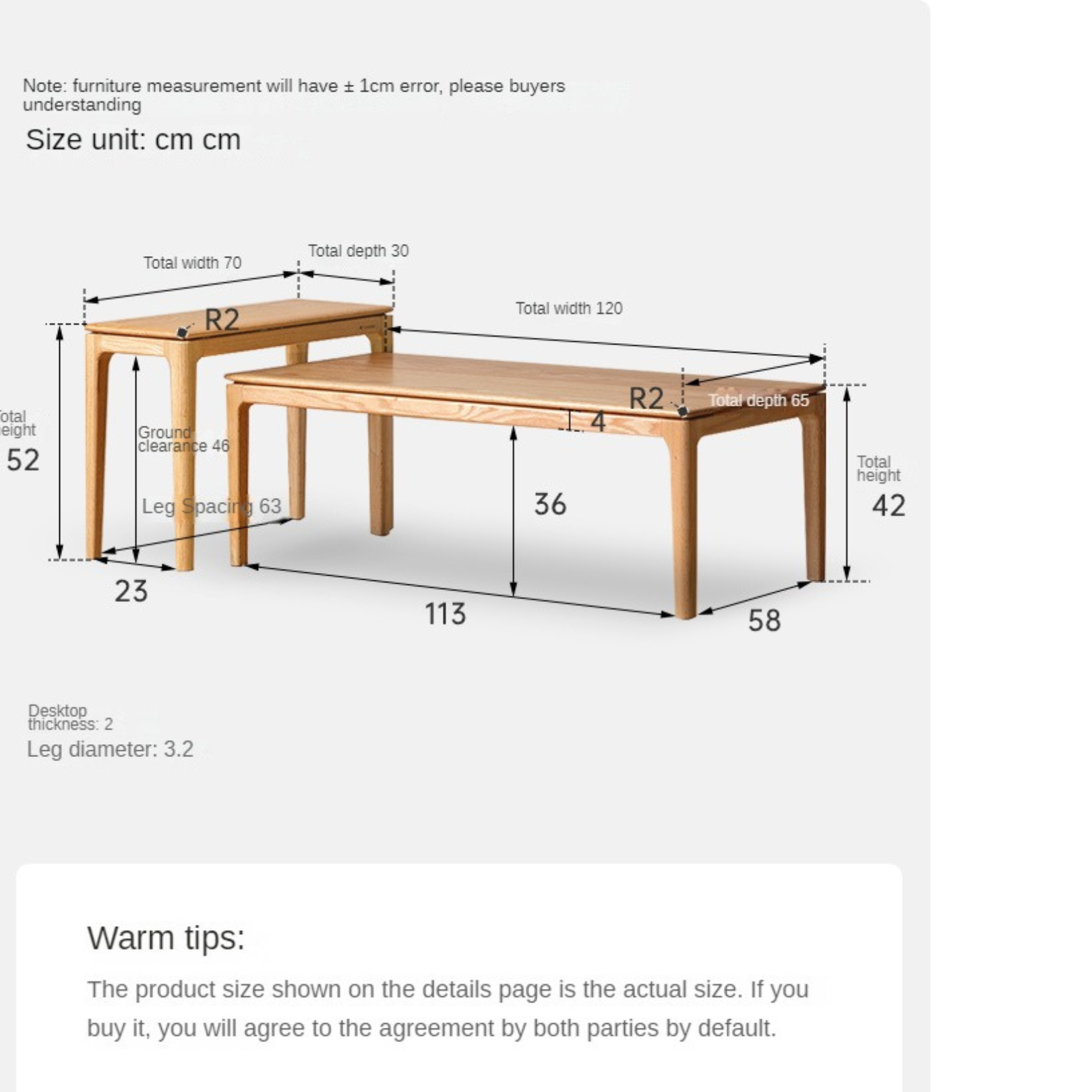 Oak Solid Wood Combination Coffee Table ,