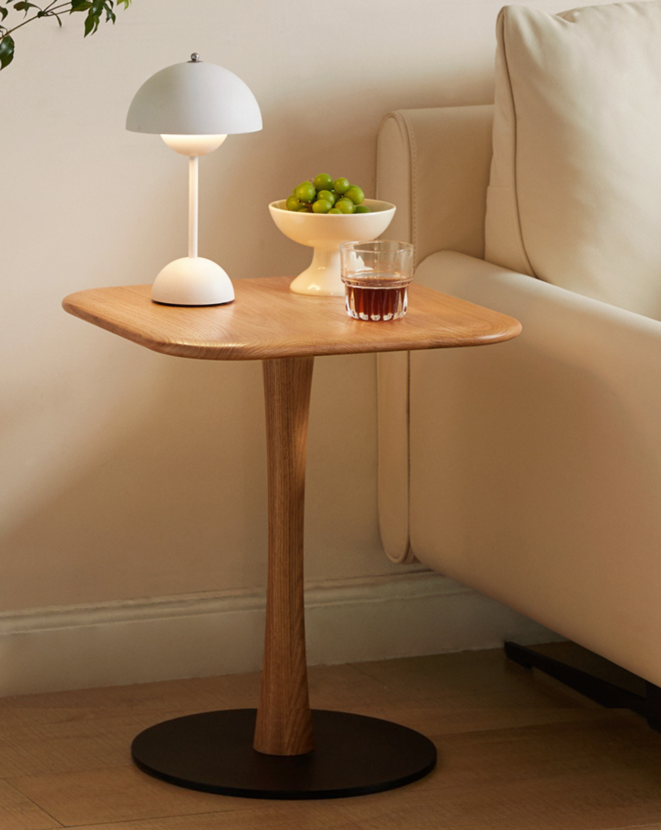 Oak, Black walnut Solid Wood Small Square Side Table