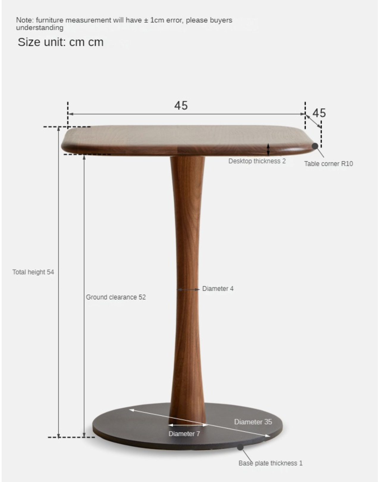 Black Walnut, Oak Solid Wood Small Square Side Table