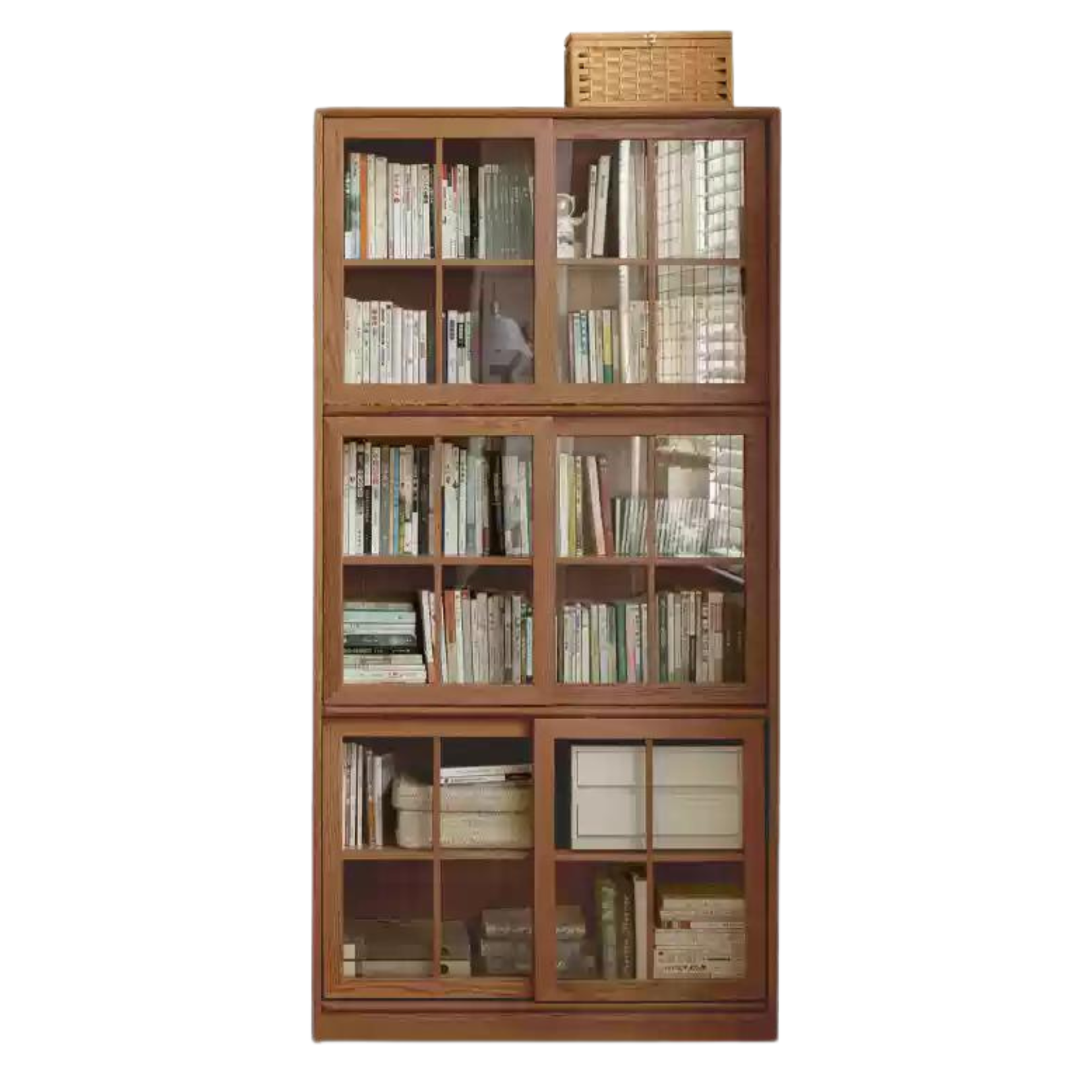 Oak solid wood sliding door bookcase