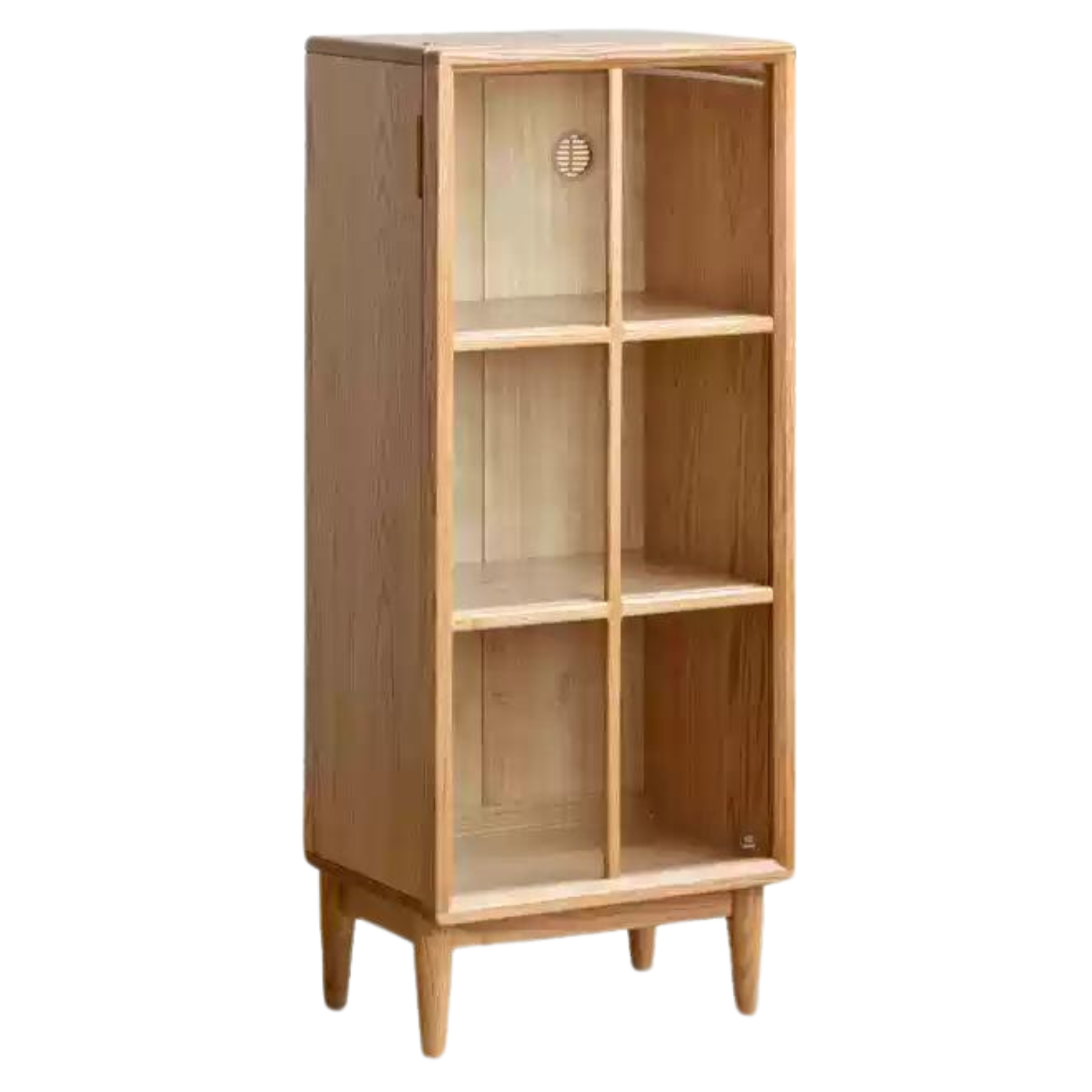 Oak solid wood glass storage bookcase