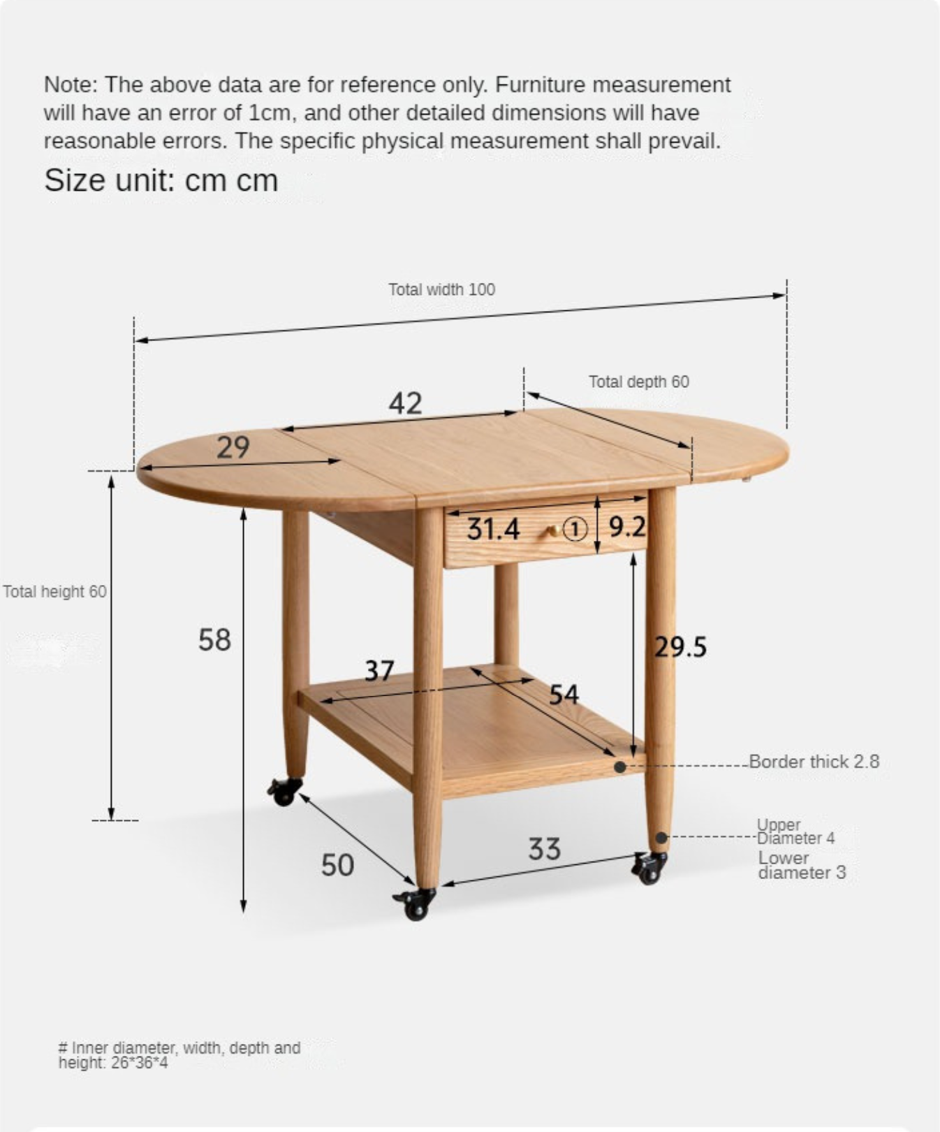 Oak Solid Wood Small Folding Coffee Table