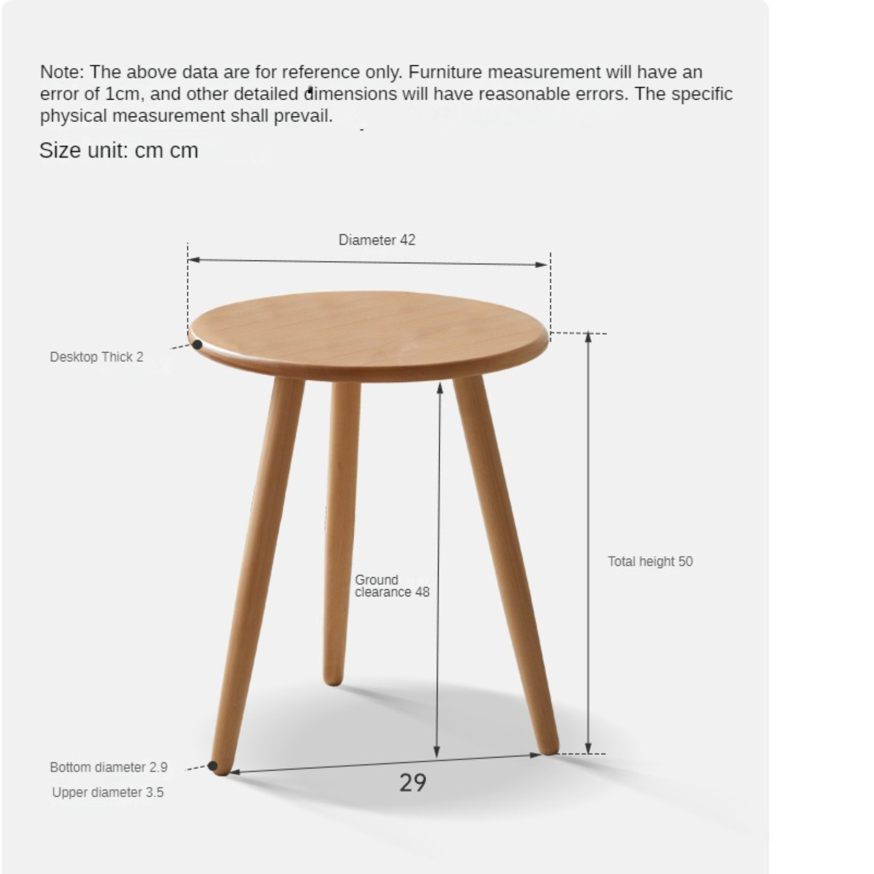 Beech Solid Wood Small Round Side Table